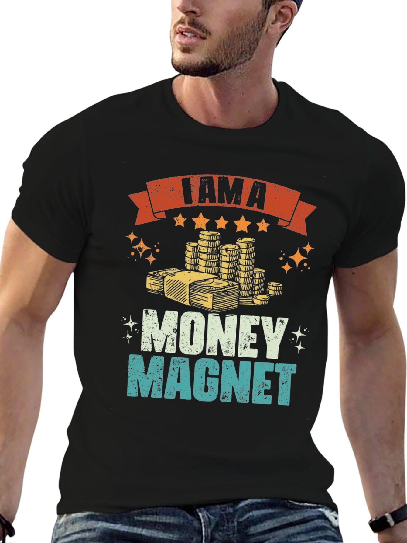 Black I am a Money Magnet Graphic Tee view 6