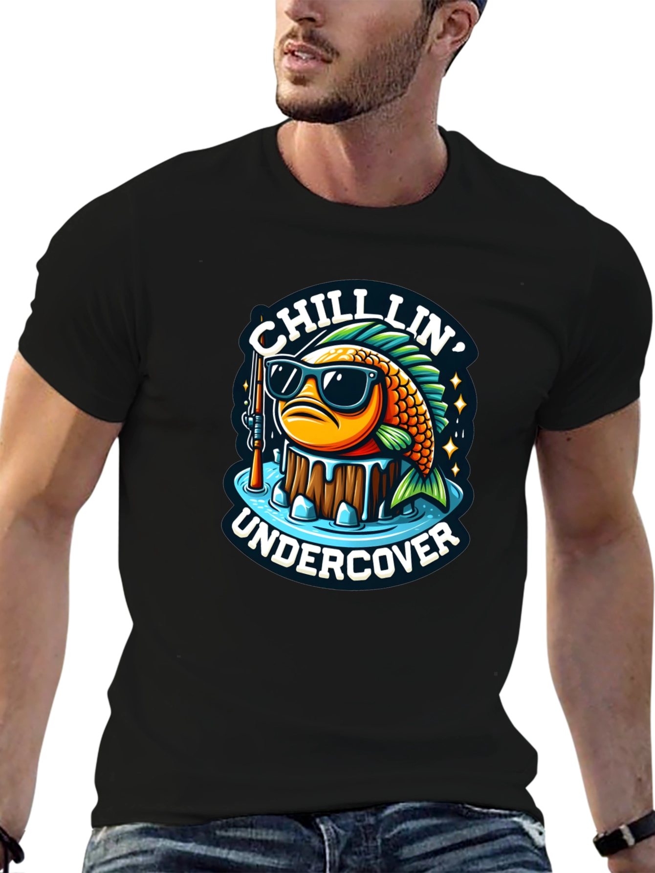 Black Chillin' Undercover Fish Graphic Tee view 6