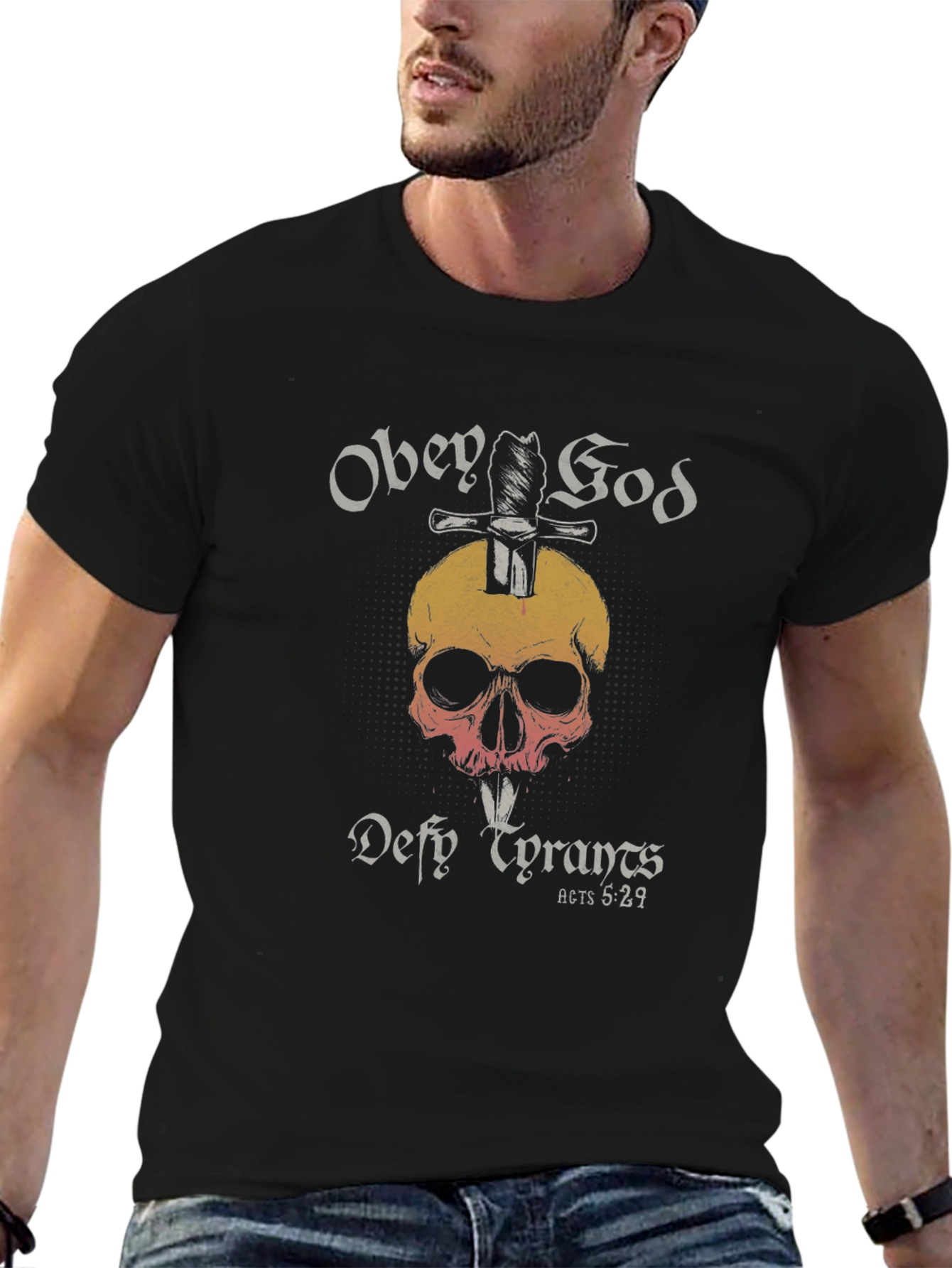 Black Obey God Defy Tyrants T-Shirt view 6