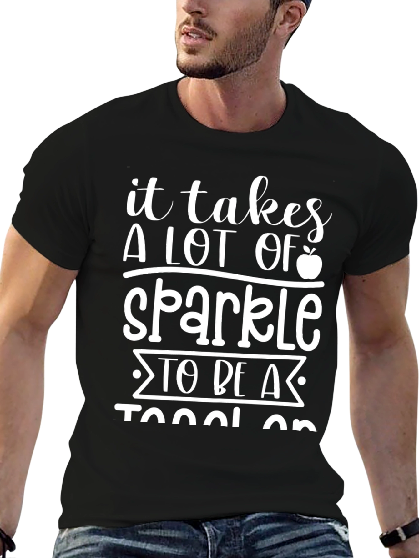 Black Sparkle Teacher T-Shirt view 6