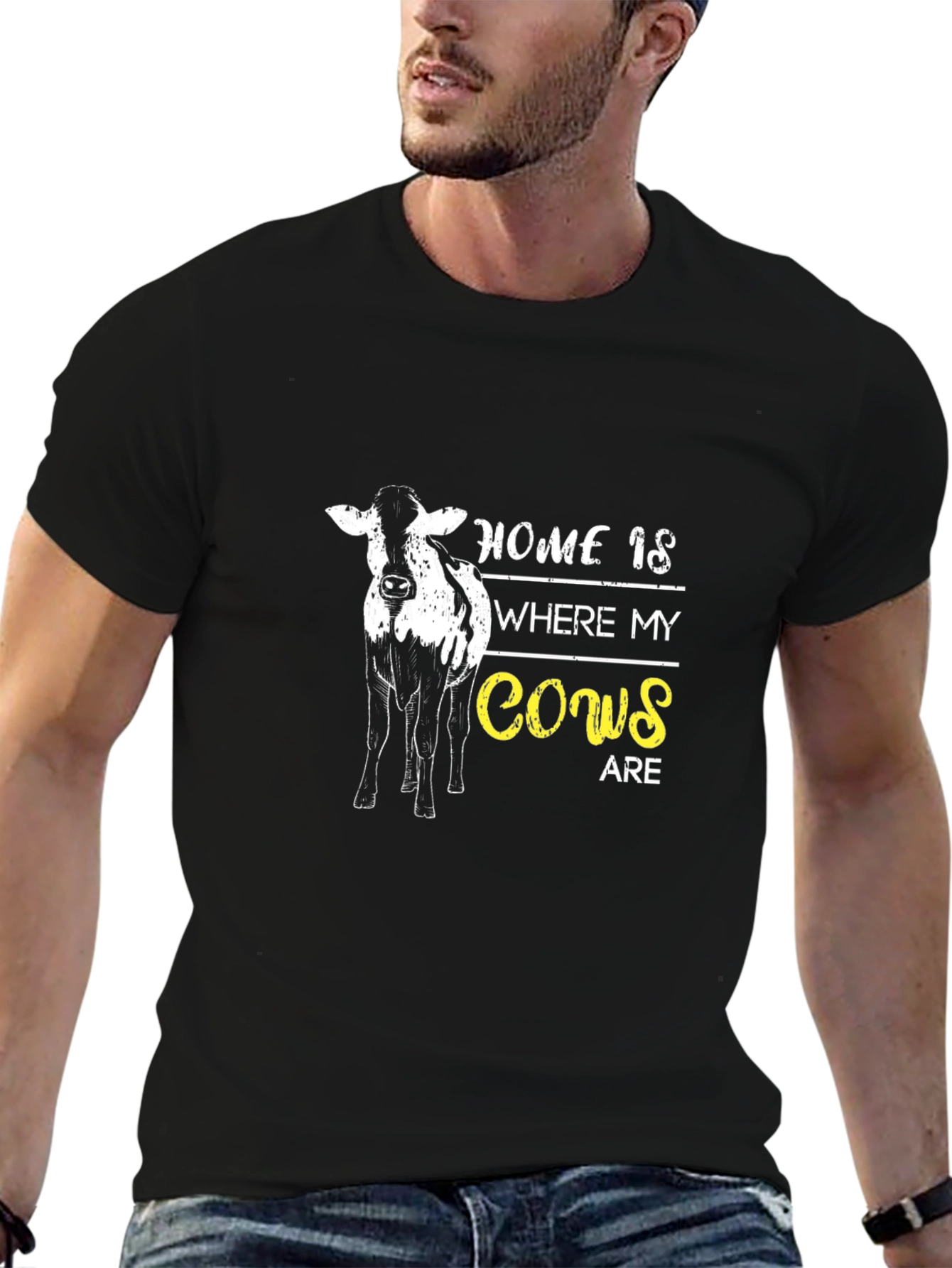 Black Home is Where My Cows Are T-Shirt view 6