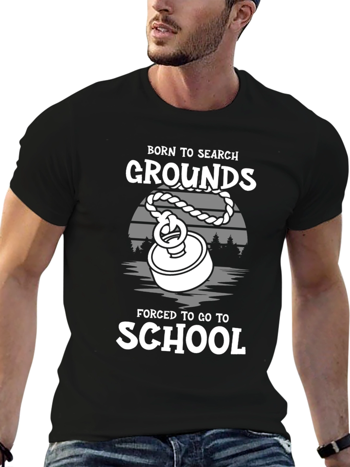 Black Born to Search Grounds T-Shirt view 6