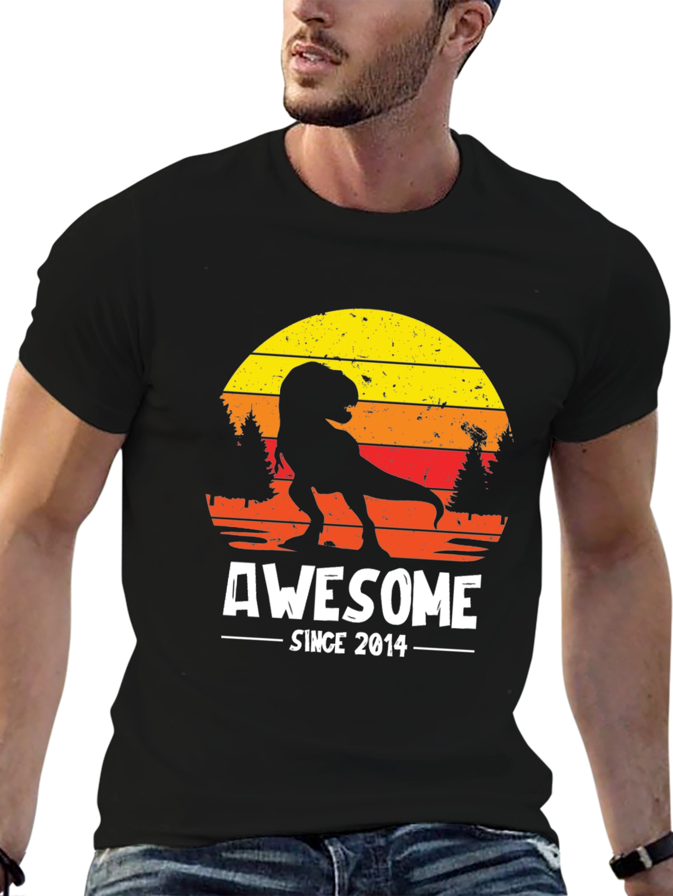 Black Awesome Since 2014 Dinosaur T-Shirt view 6