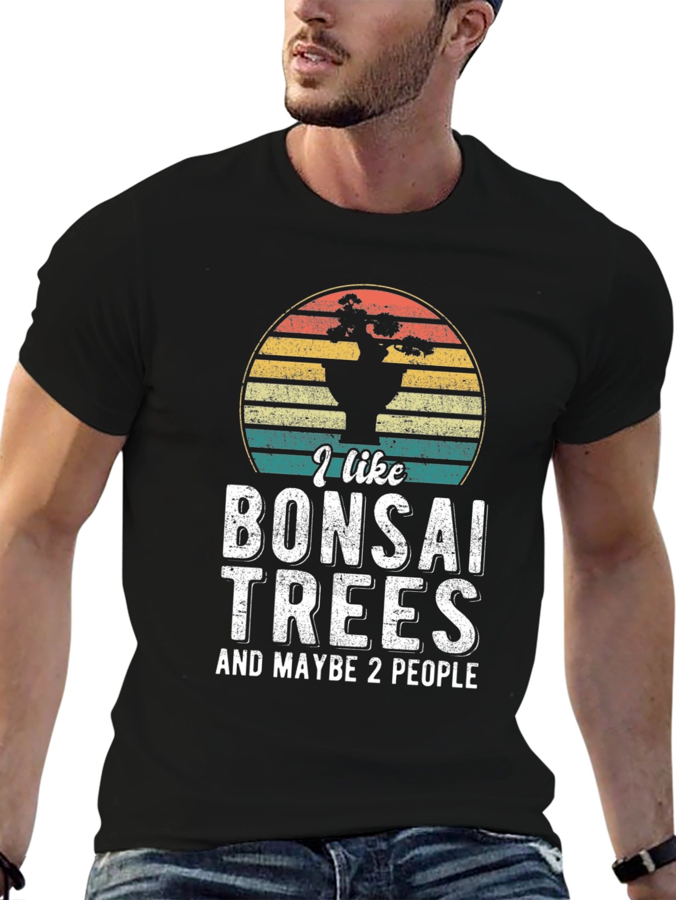Black Bonsai Tree Lover T-Shirt - I Like Bonsai Trees & Maybe 2 People view 6