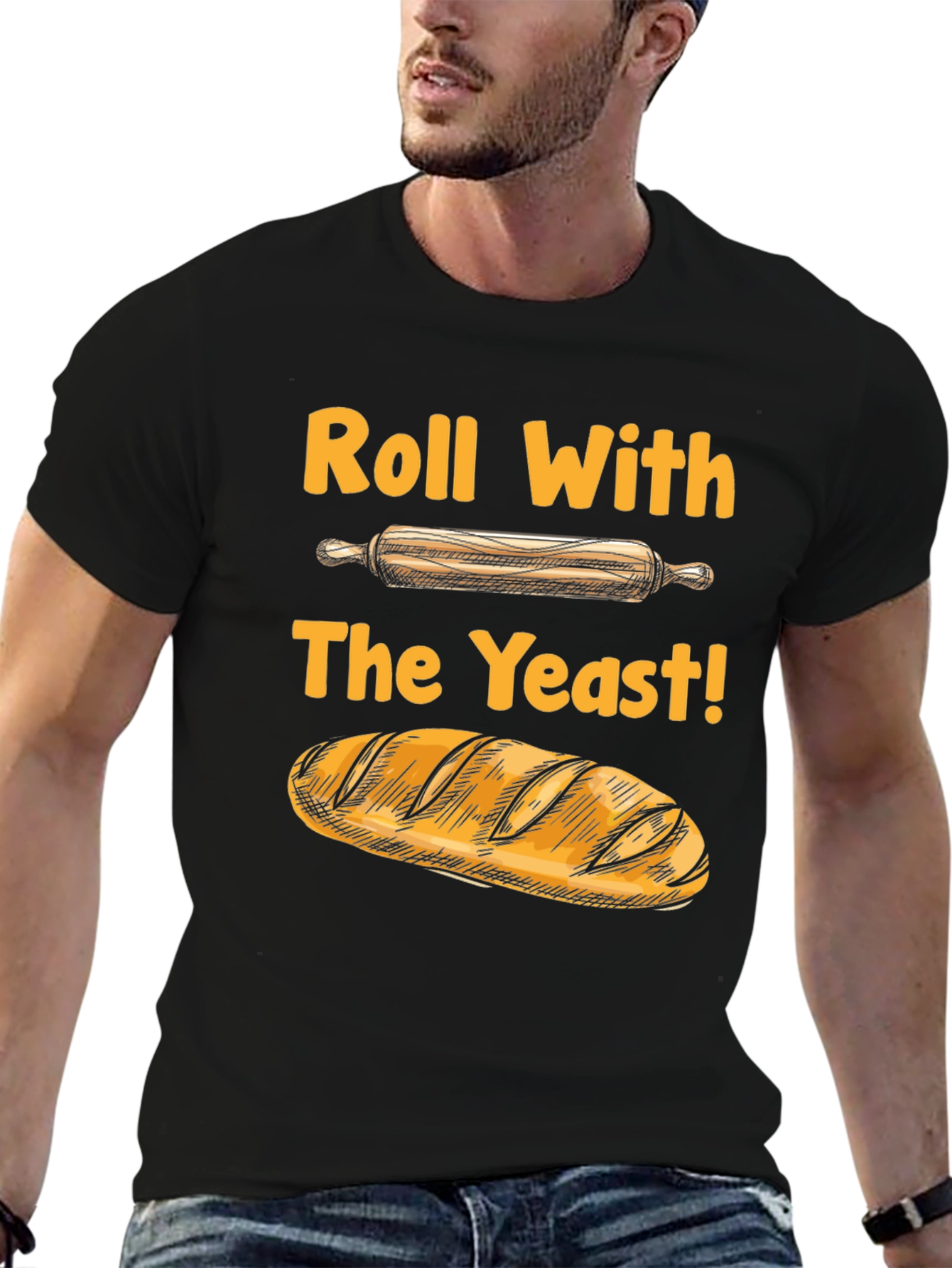 Black Roll With The Yeast Funny Baking T-Shirt view 6