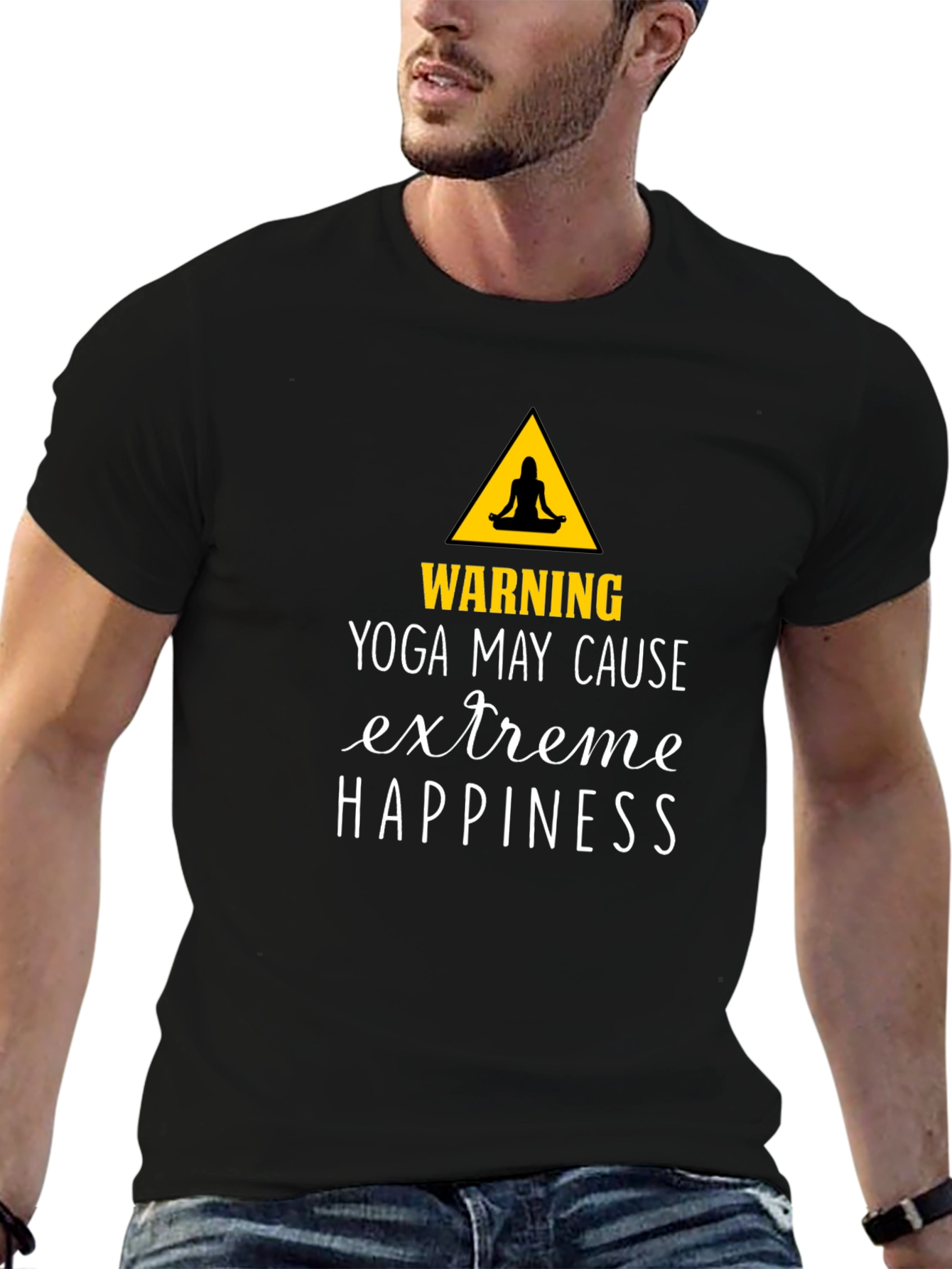 Black Yoga May Cause Extreme Happiness Graphic Tee view 6