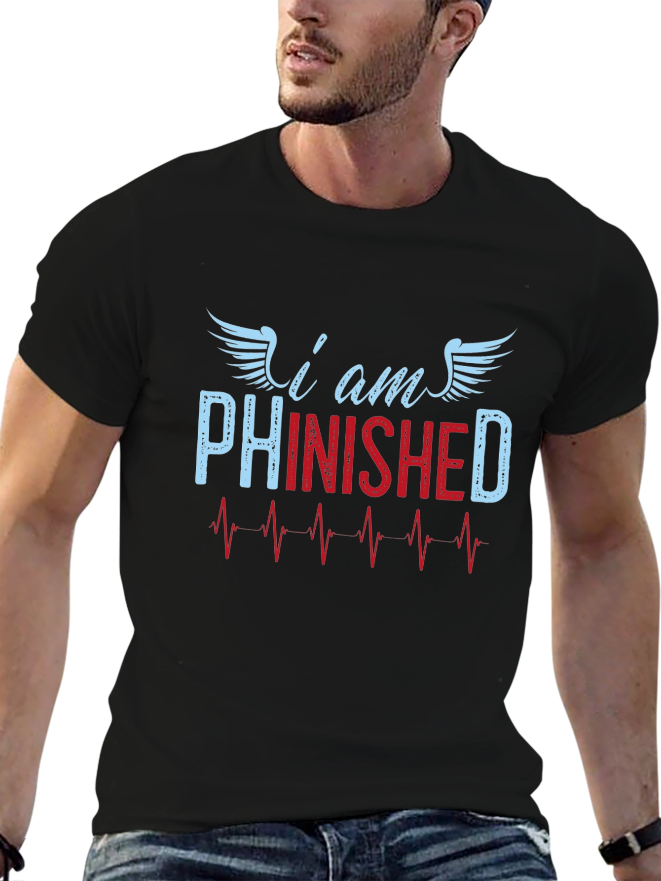 Black I am Phinished T-Shirt - Funny Sarcastic Tee view 6