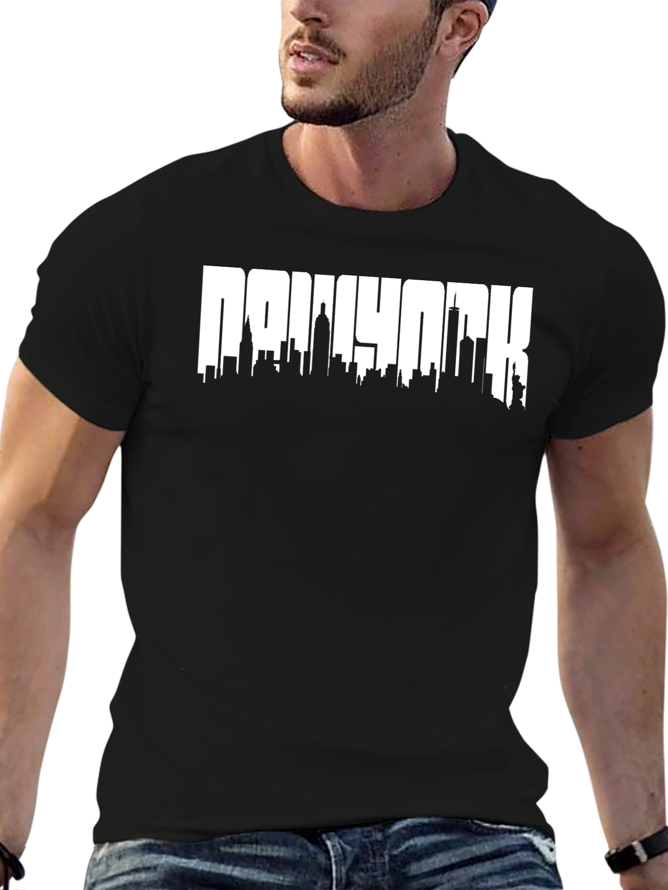 Black New York Skyline Graphic Tee - Men's Black T-Shirt view 6