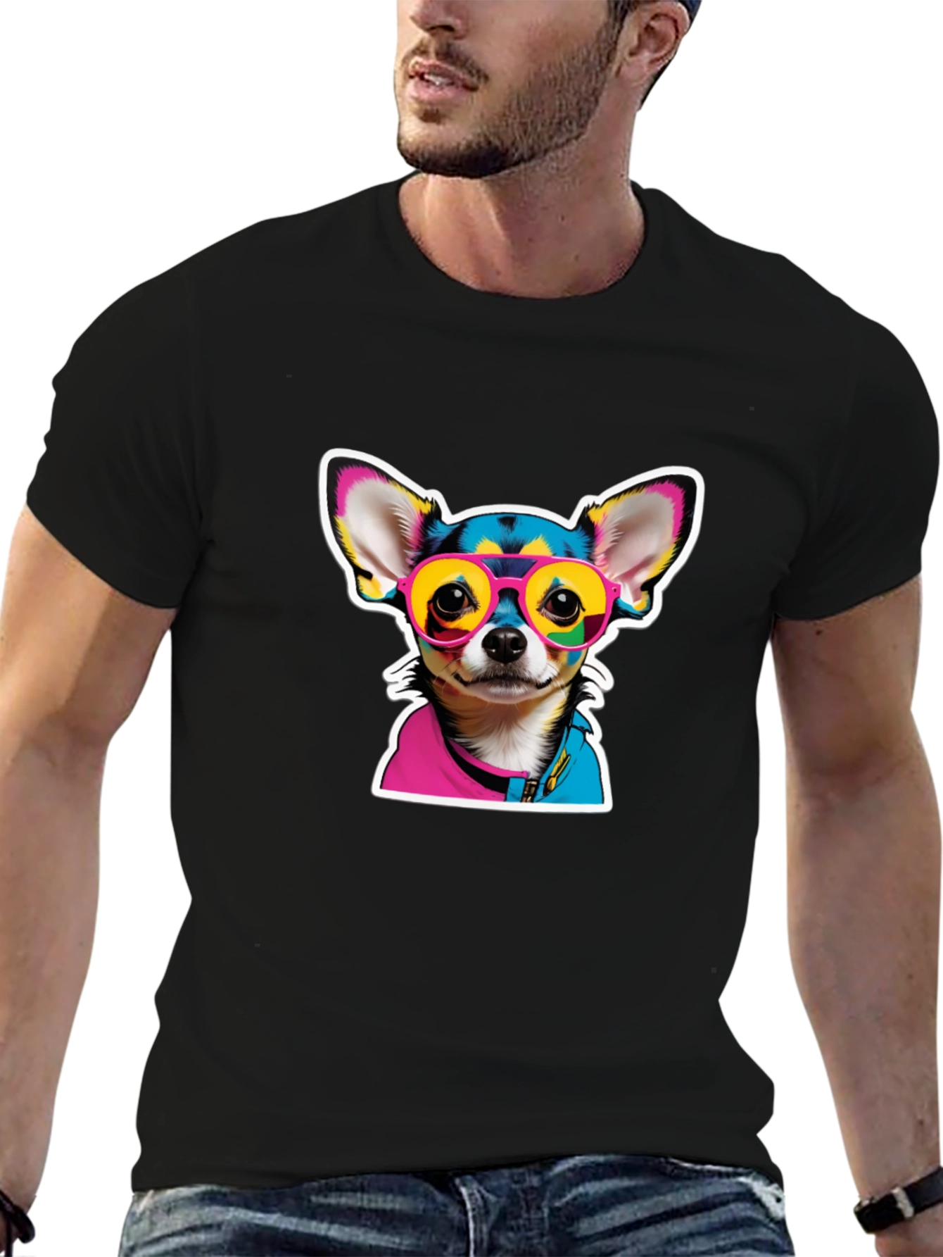 Black Cool Chihuahua Graphic Tee - Stylish Dog Lover Shirt view 6