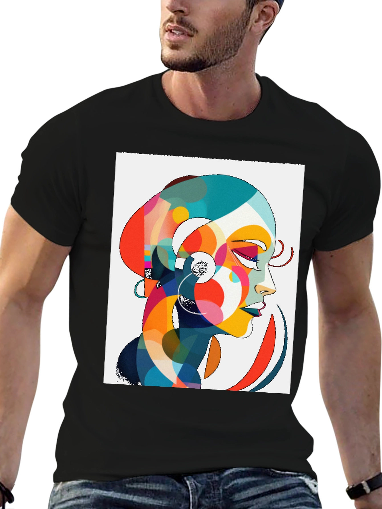 Black Abstract Woman Graphic Tee - Stylish Comfort view 6