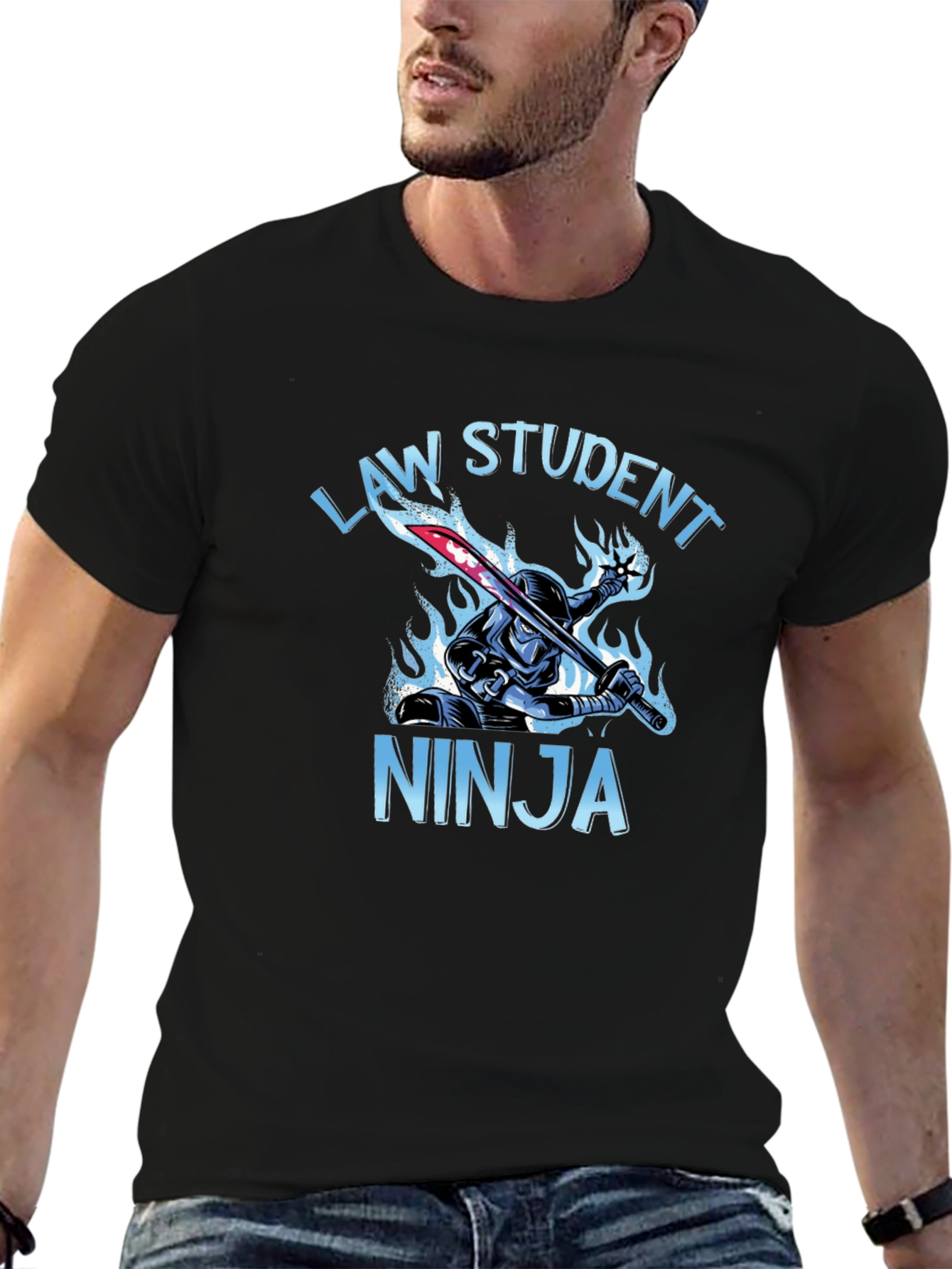 Black Law Student Ninja Graphic T-Shirt view 6