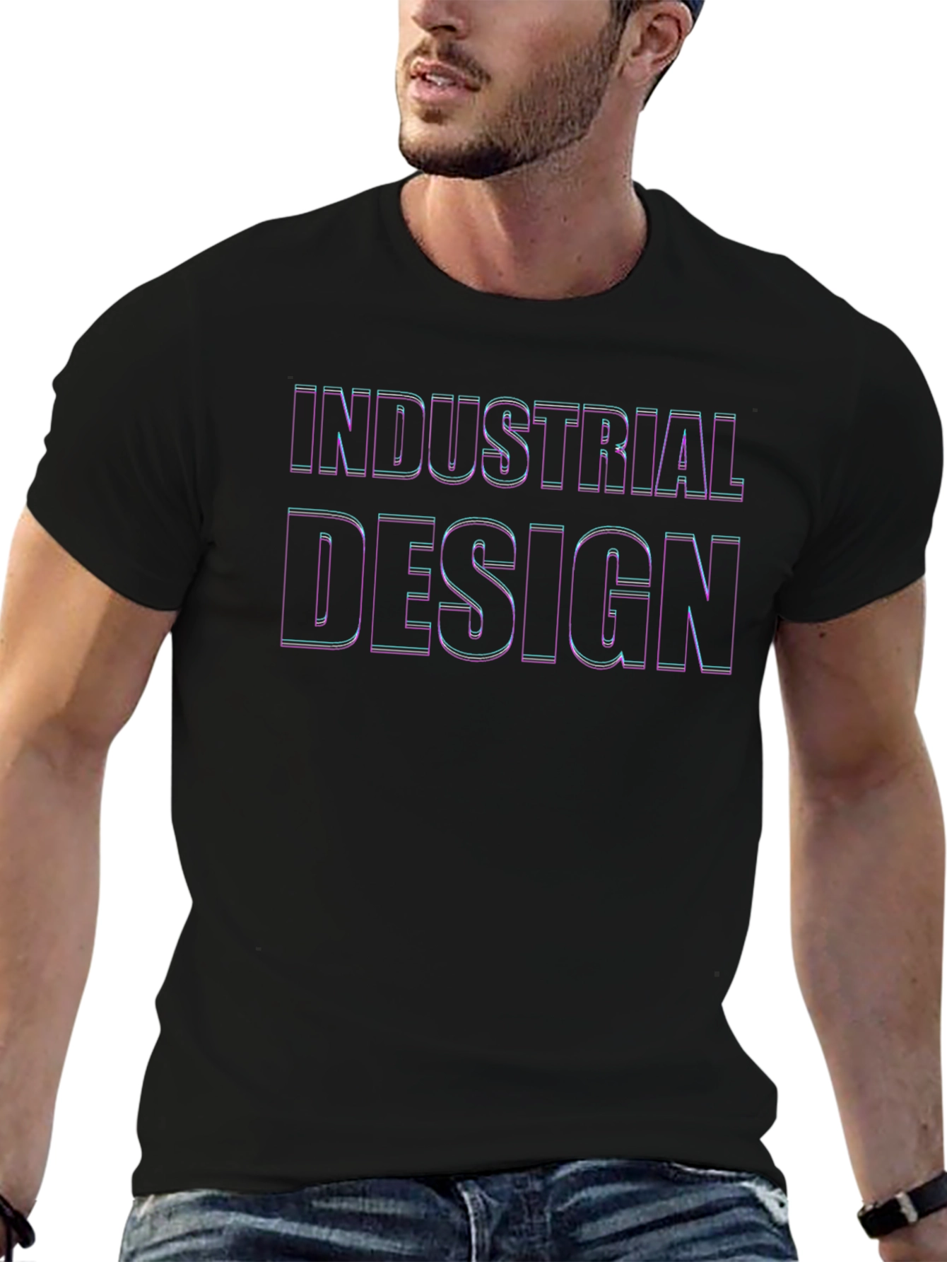 Black Industrial Design Graphic Tee - Modern Style view 6