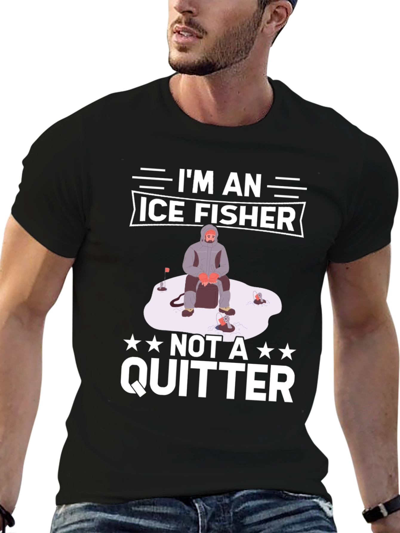 Black Ice Fisher T-Shirt - Not A Quitter! view 6