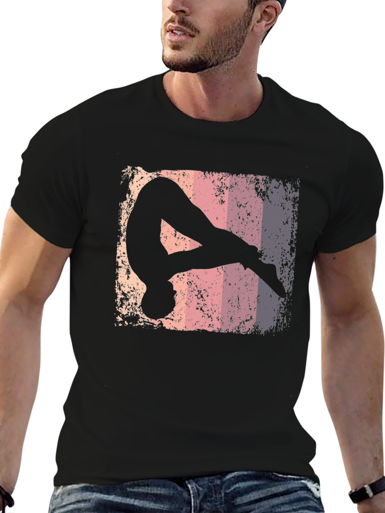 Black Retro Gymnastics Silhouette Graphic Tee view 6