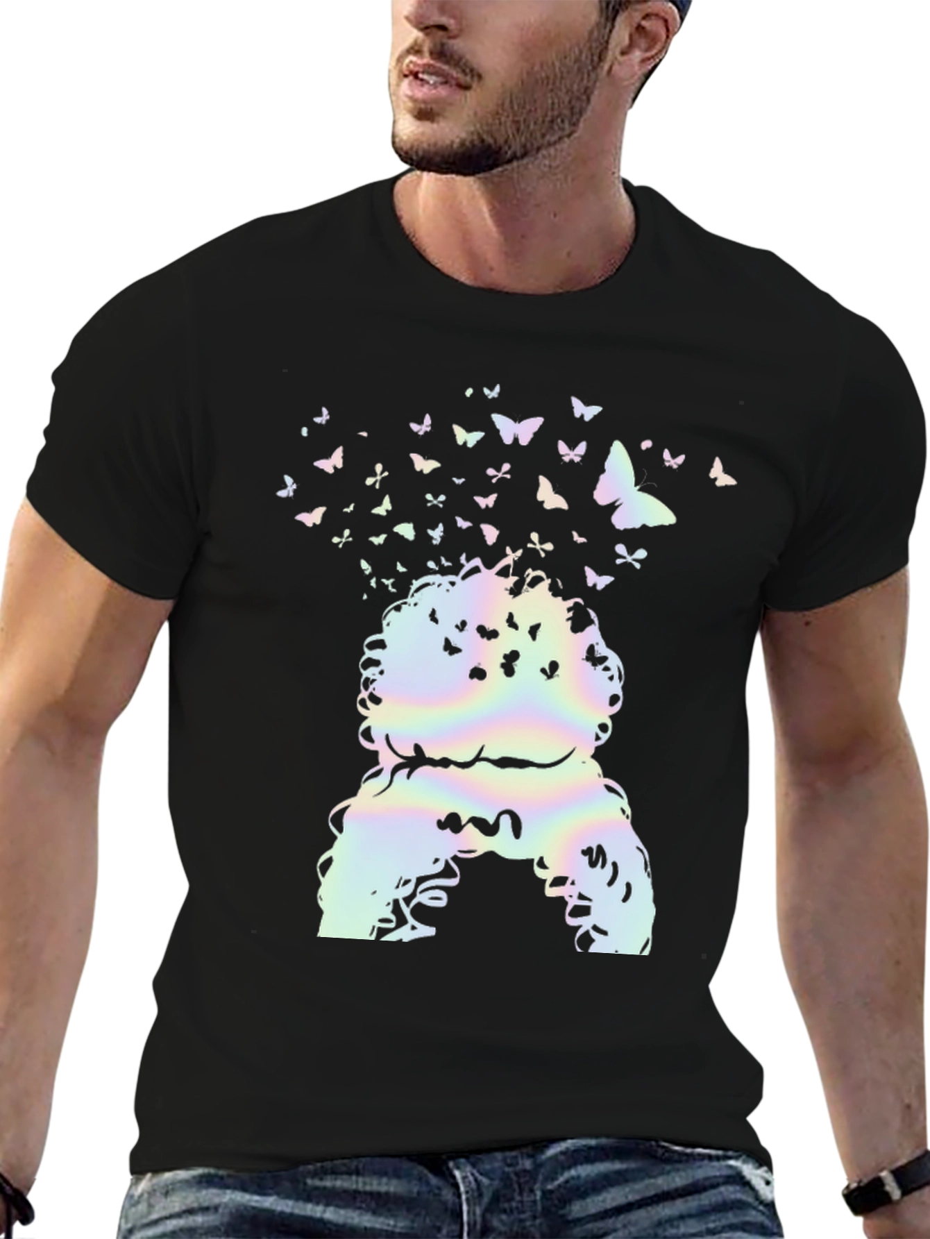 Black Butterfly Afro T-Shirt view 6