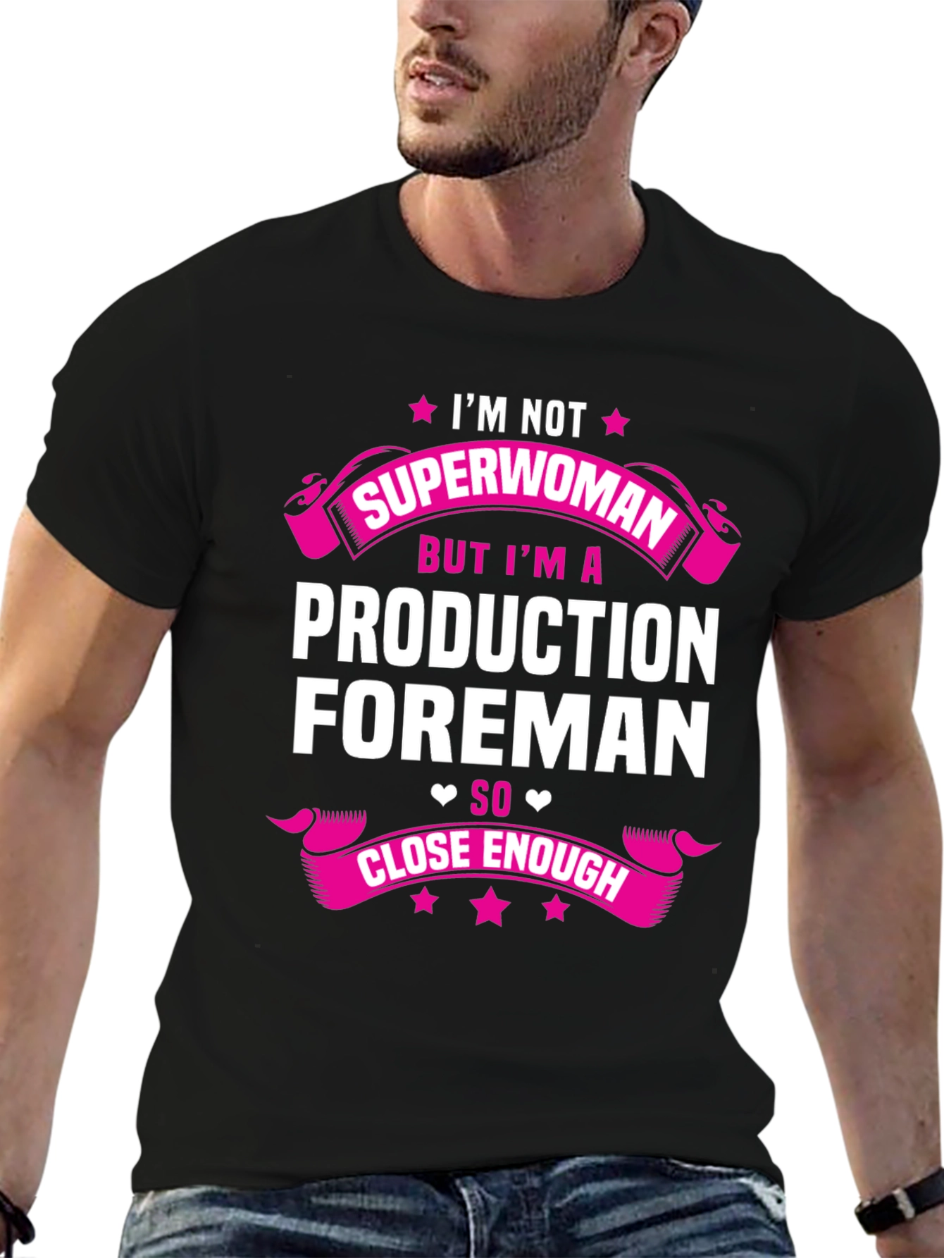 Black Production Foreman Superwoman T-Shirt view 6