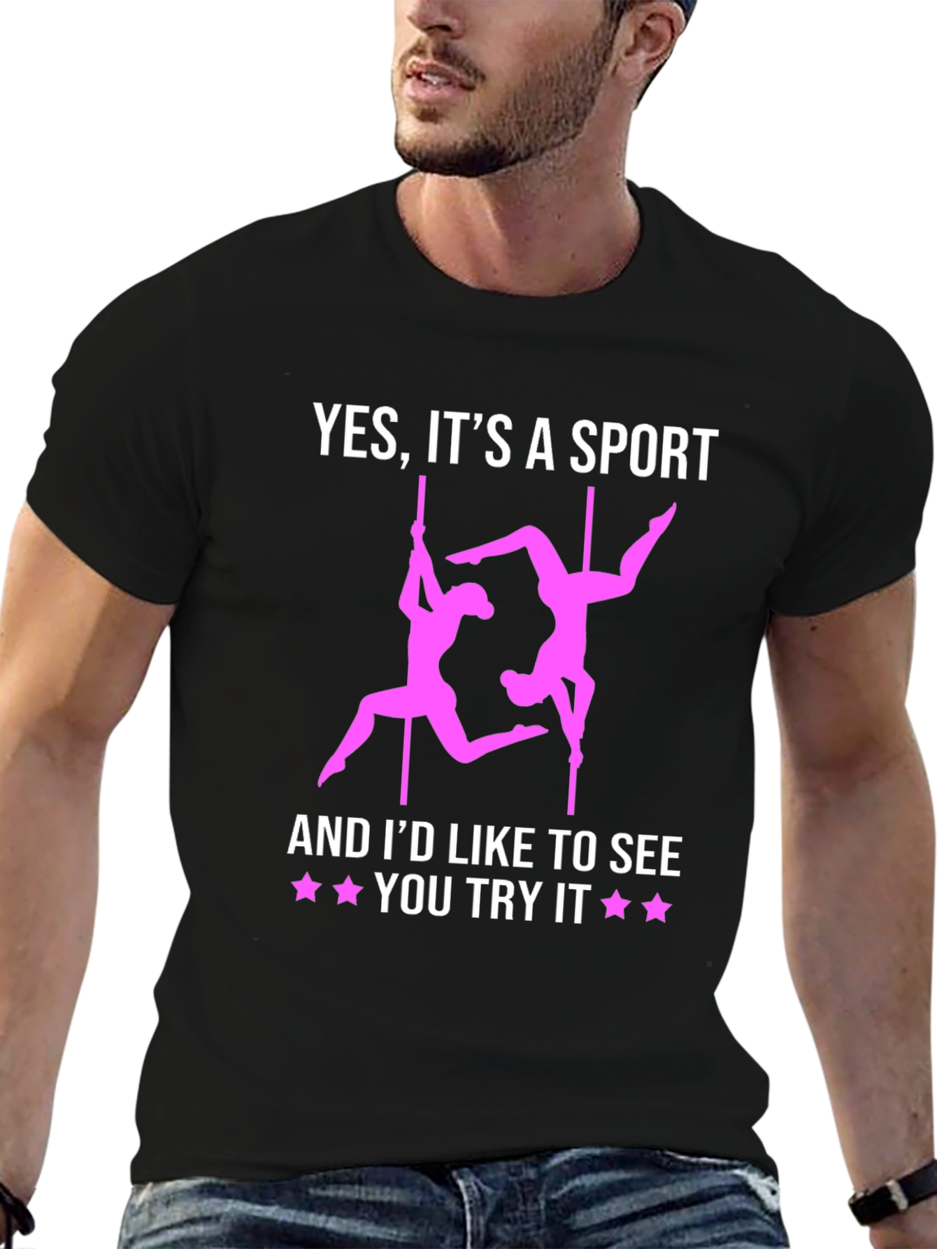 Black Pole Dancing Sport T-Shirt - Funny Athletic Apparel view 6