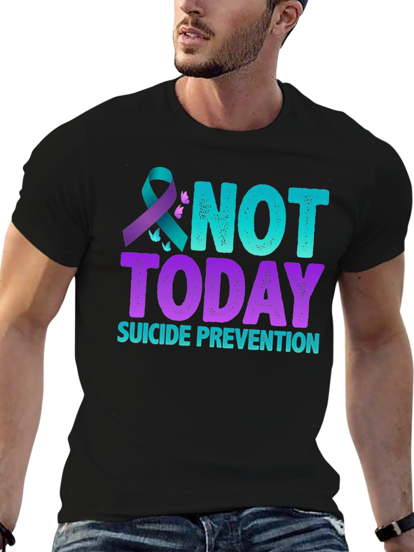 Black Suicide Prevention Awareness Graphic Tee view 6
