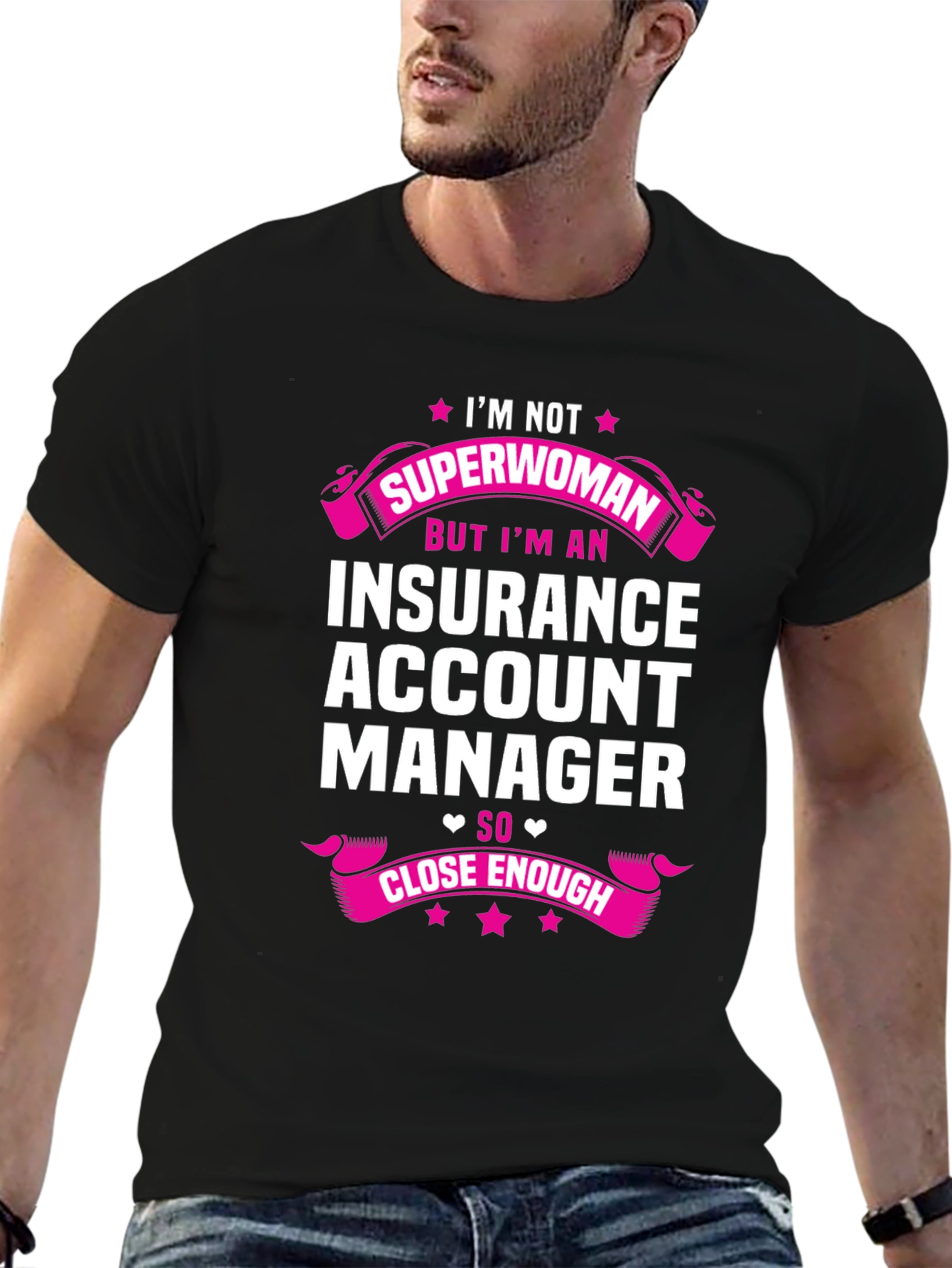 Black Insurance Account Manager Superwoman T-Shirt view 6