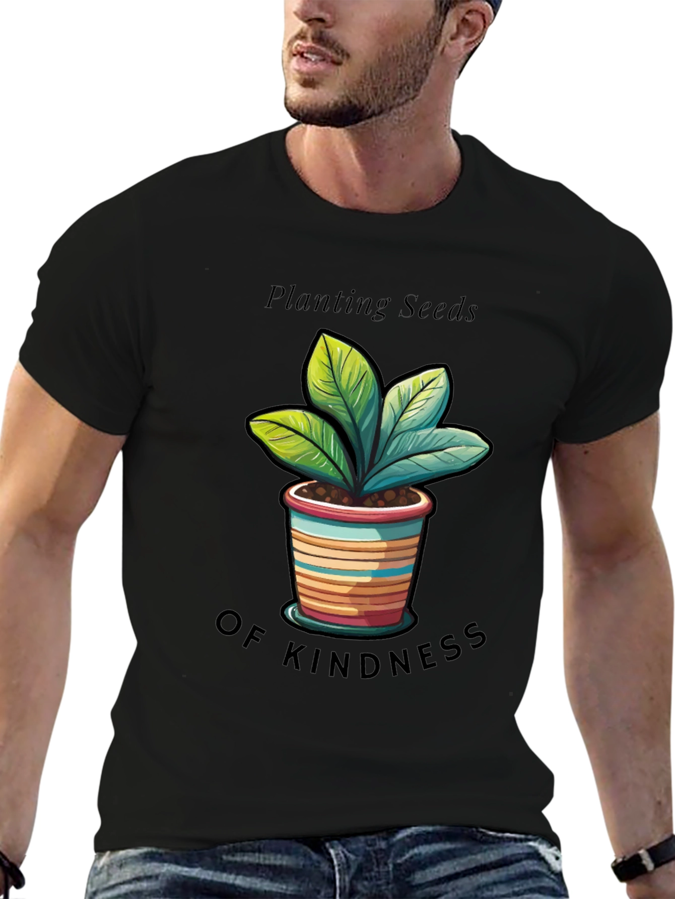 Black Planting Seeds of Kindness Graphic Tee view 6