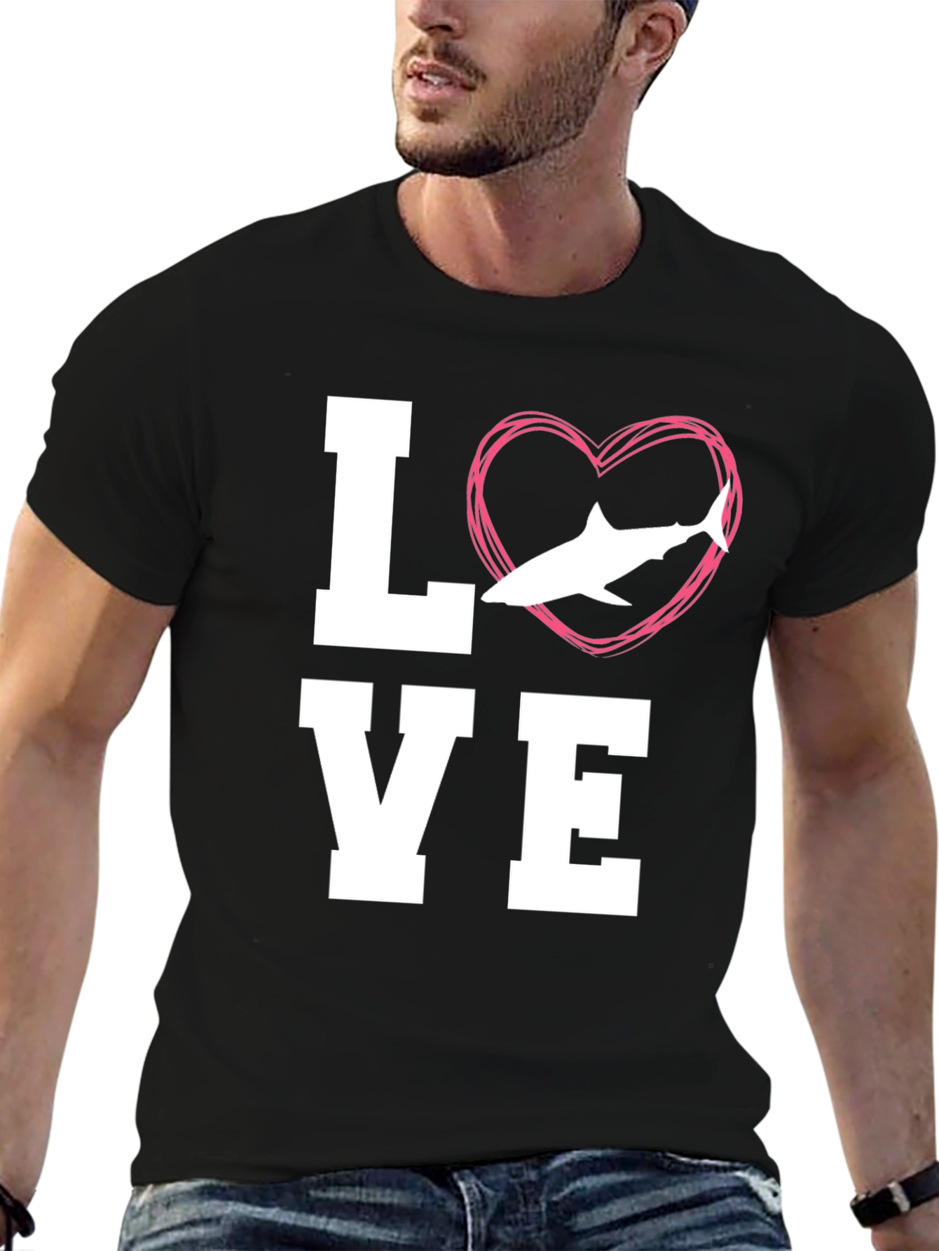 Black Love Shark Black T-Shirt - Animal Lover Tee view 6