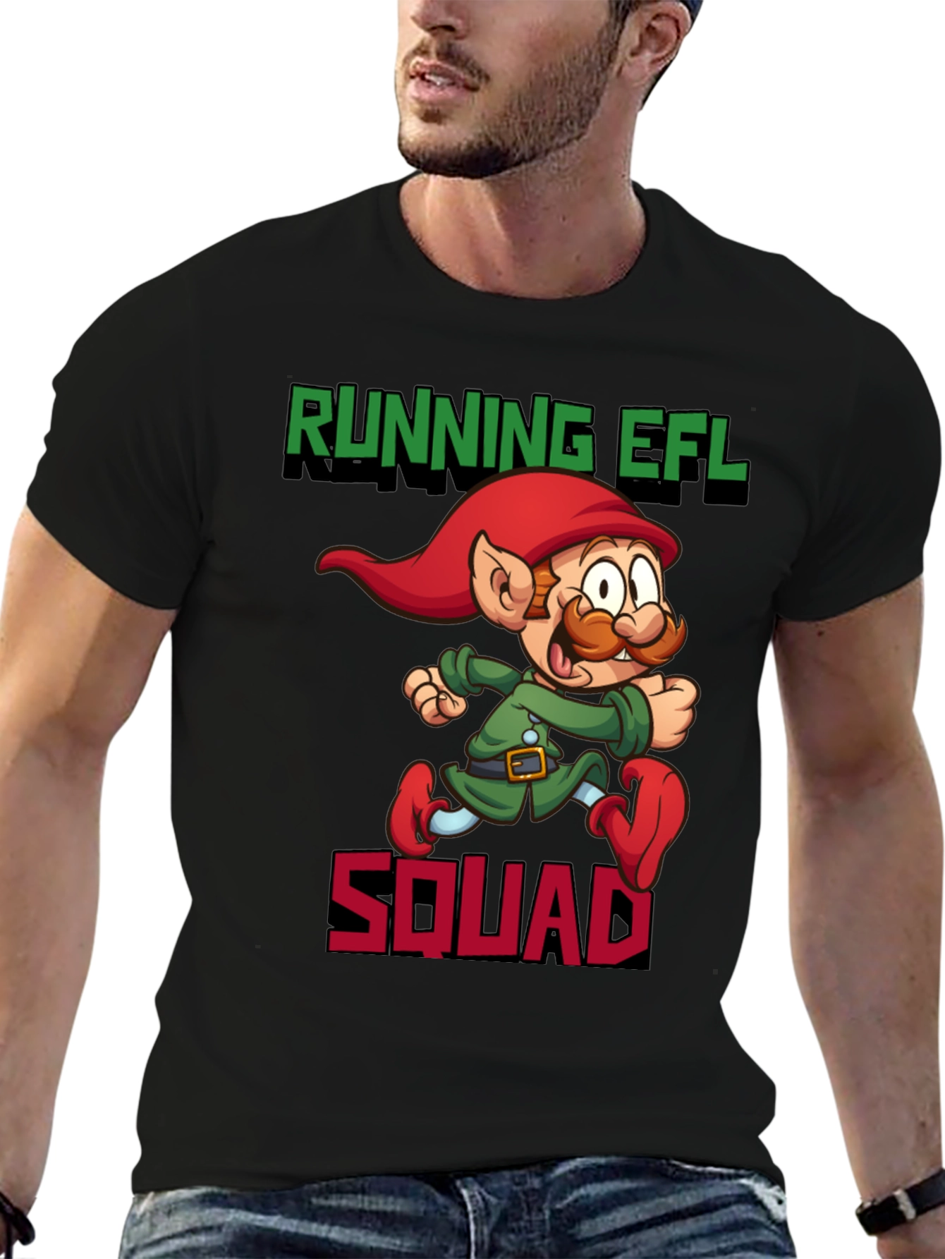 Black Running EFL Squad Graphic Tee - Black Cotton T-Shirt view 6