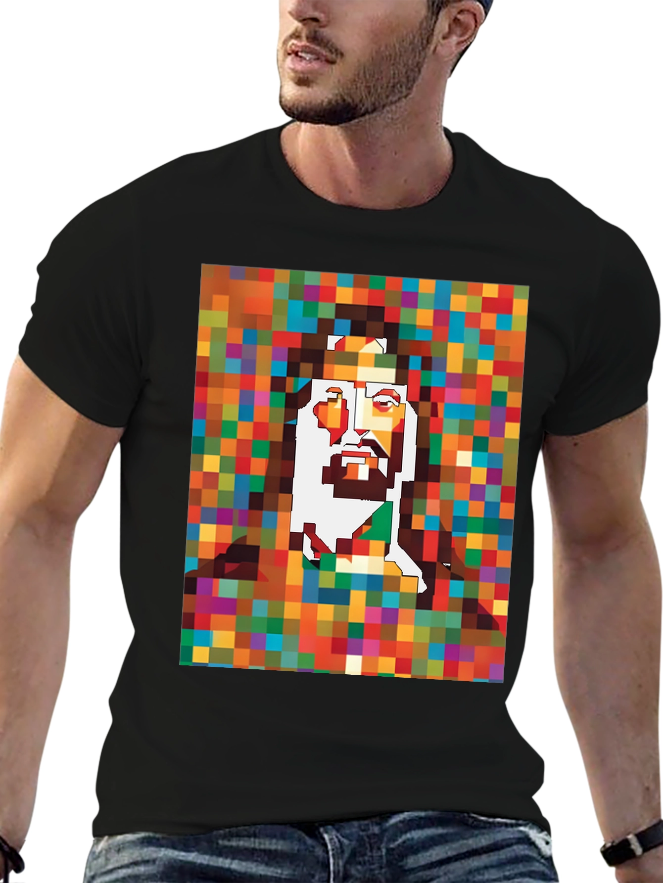Black Pixel Jesus Graphic Tee - Black view 6