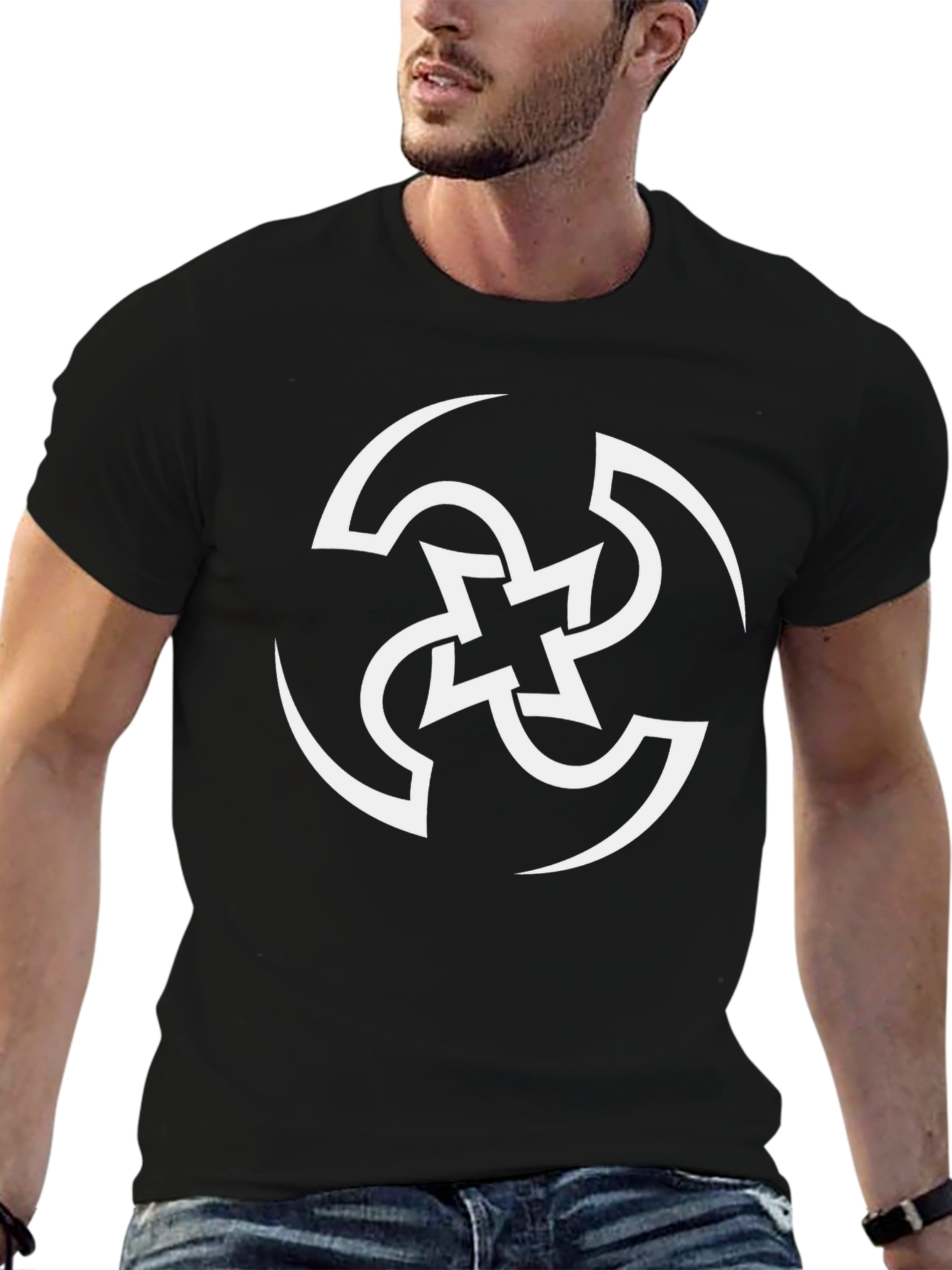 Black Ninja-Inspired Black T-Shirt with White Logo view 6
