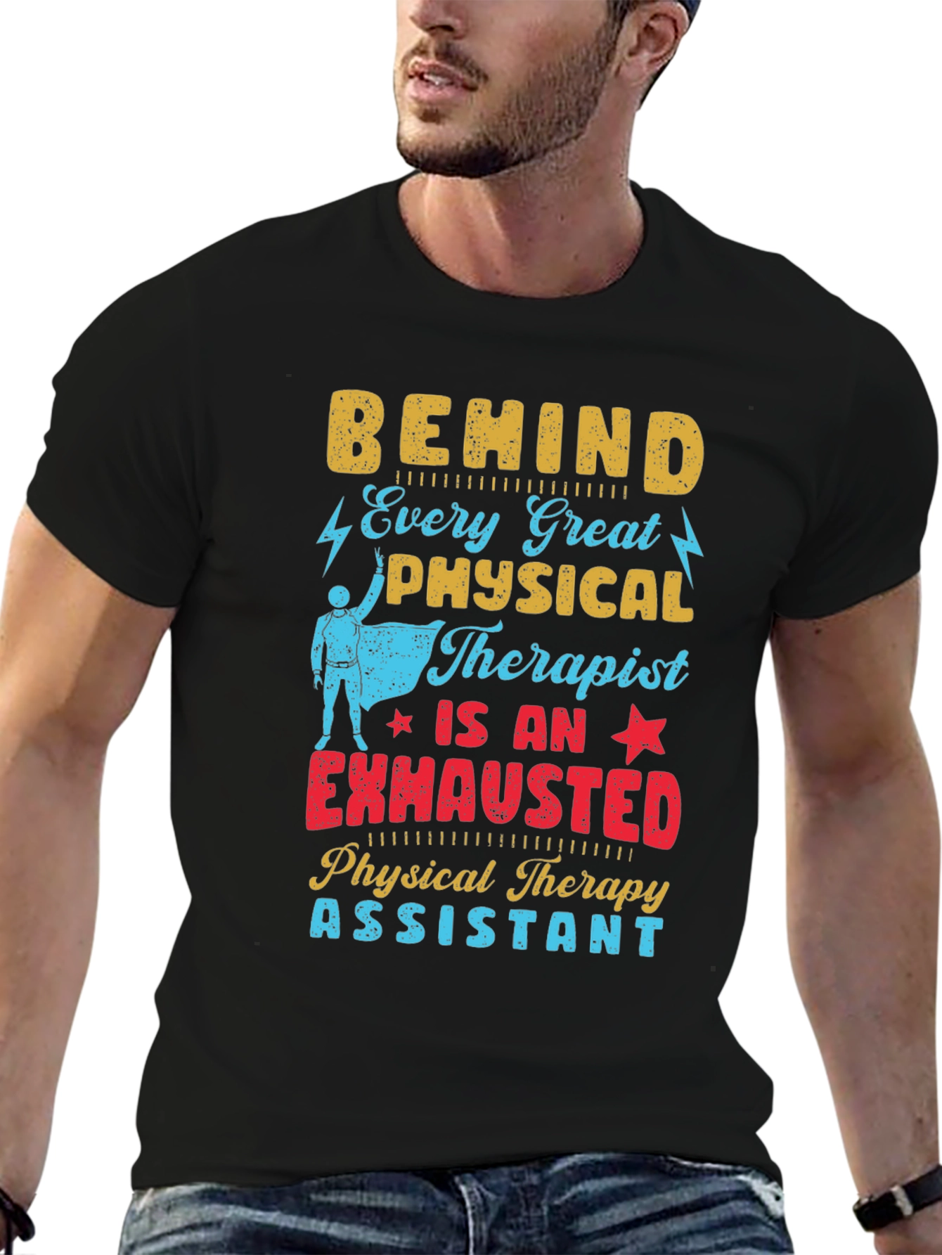 Black Physical Therapy Assistant T-Shirt view 6