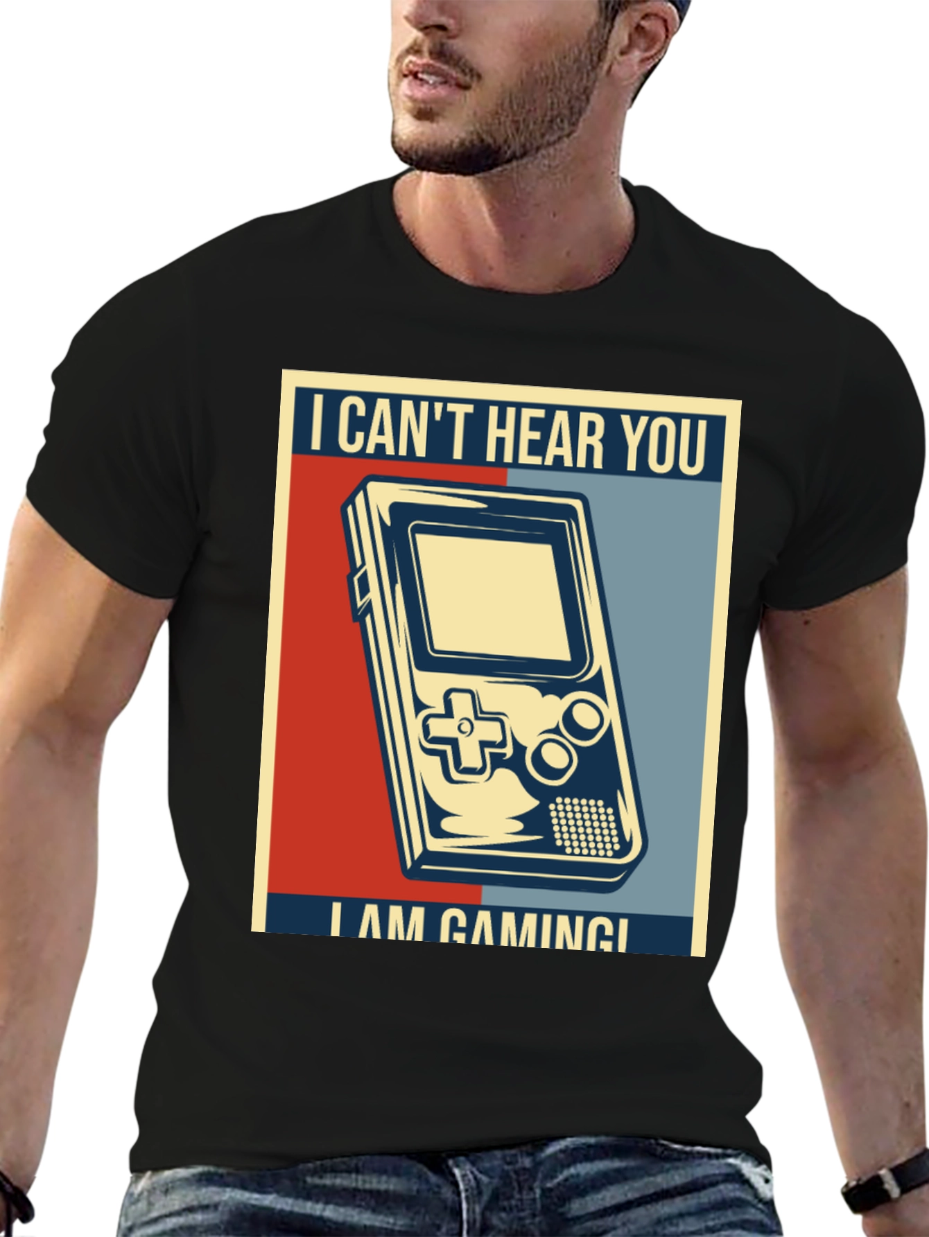 Black I Can't Hear You I'm Gaming T-Shirt view 6