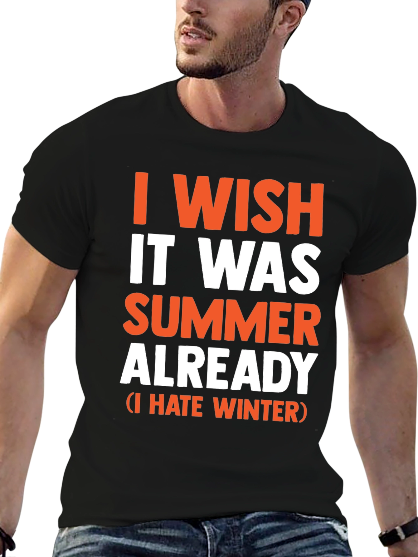 Black I Wish It Was Summer Already - Funny T-Shirt view 6