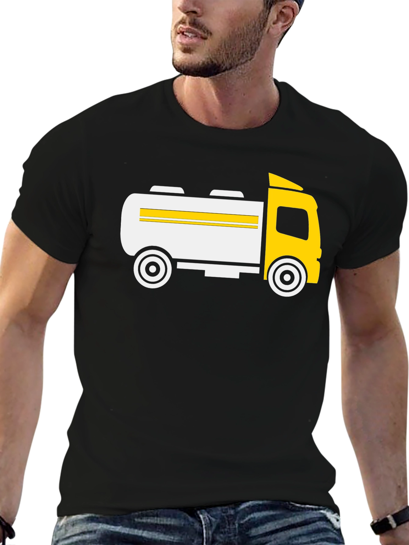 Black Fuel Tanker Truck Graphic T-Shirt - Black view 6