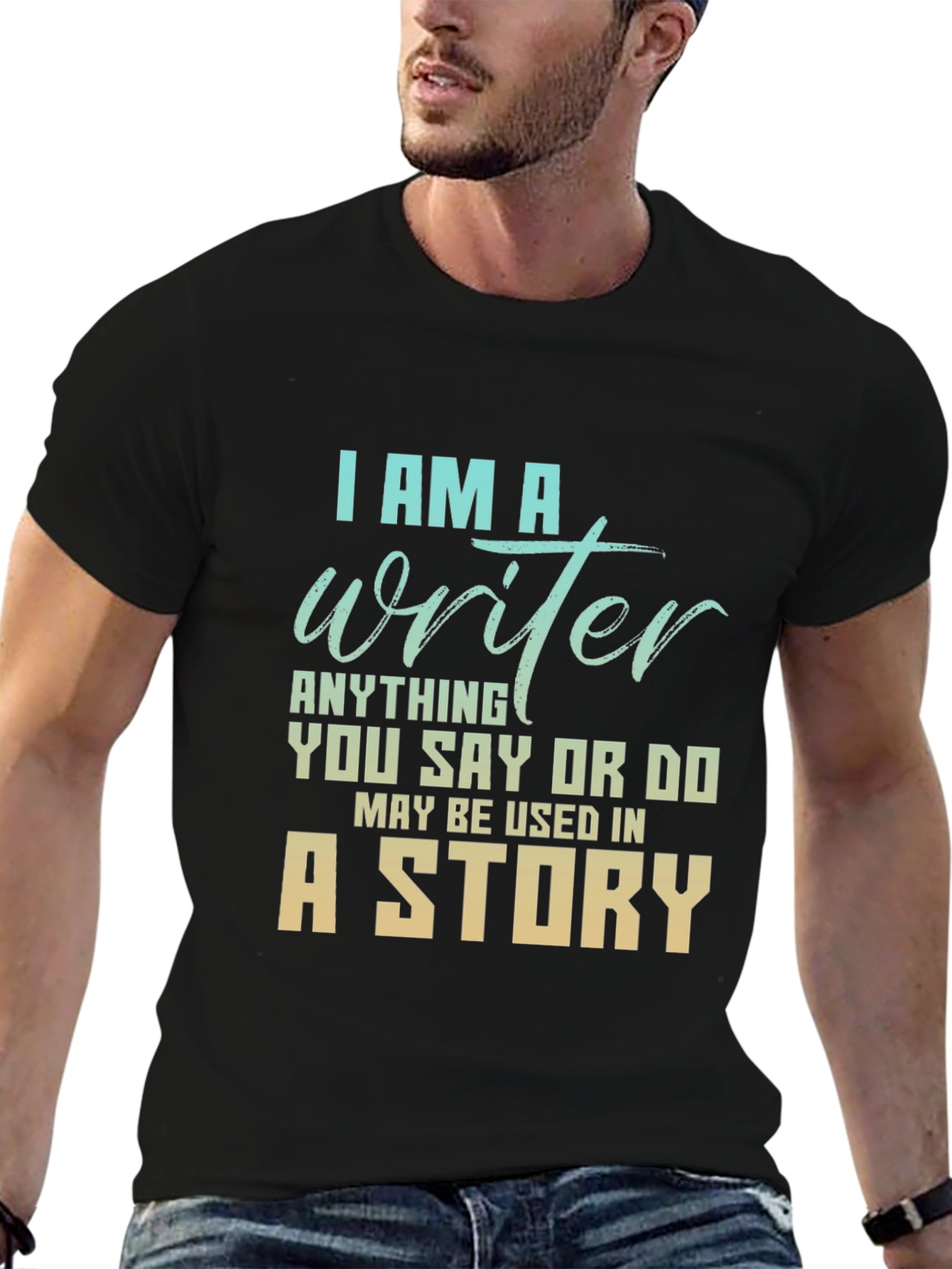 Black I Am A Writer T-Shirt - Story Inspiration Tee view 6