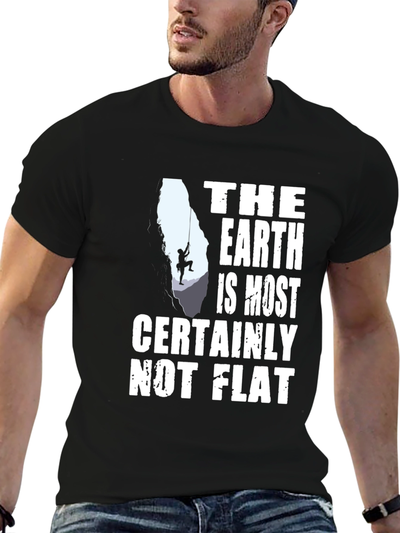 Black The Earth is Most Certainly Not Flat T-Shirt view 6