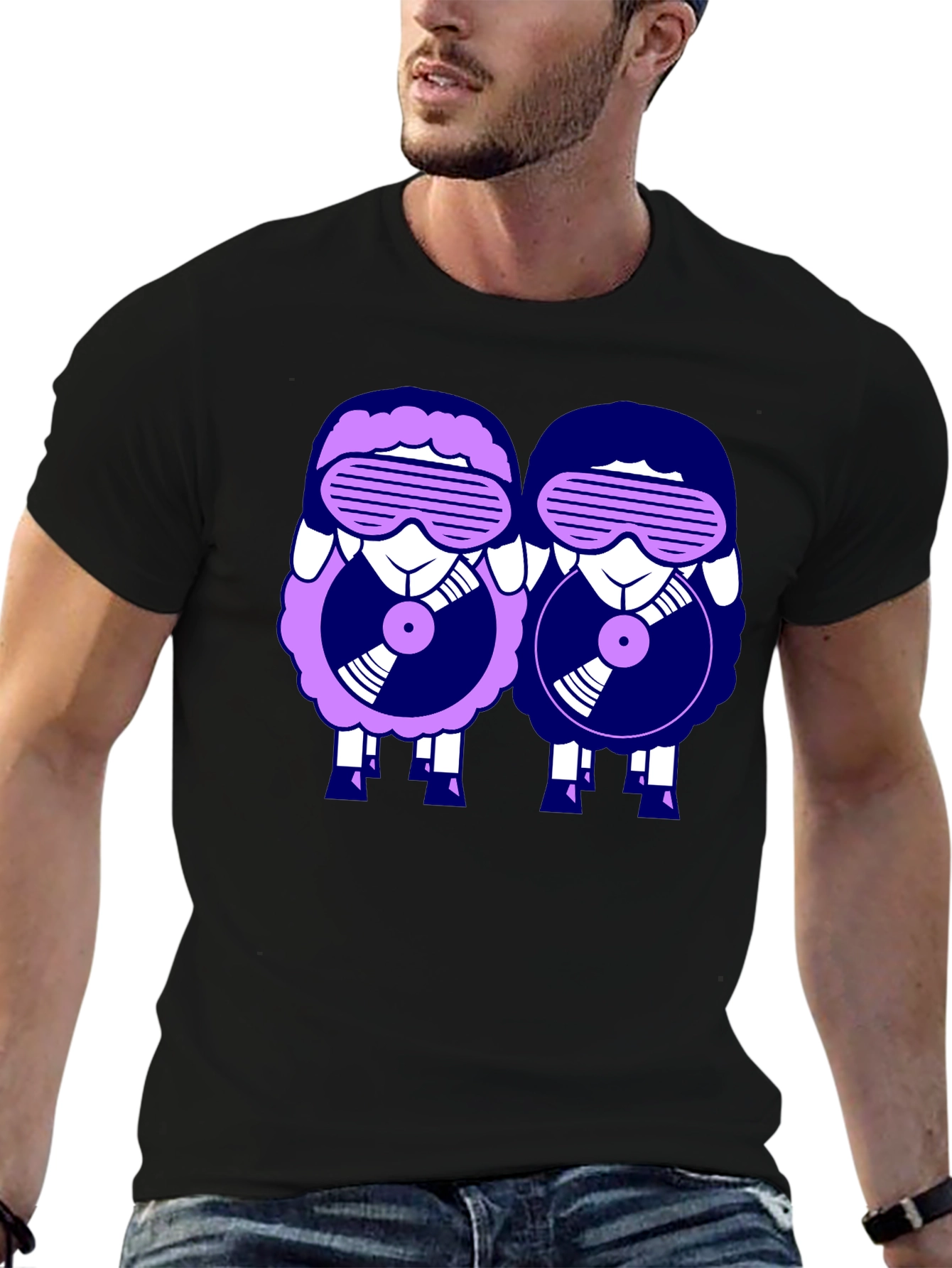 Black Retro Sheep DJ Graphic Tee view 6