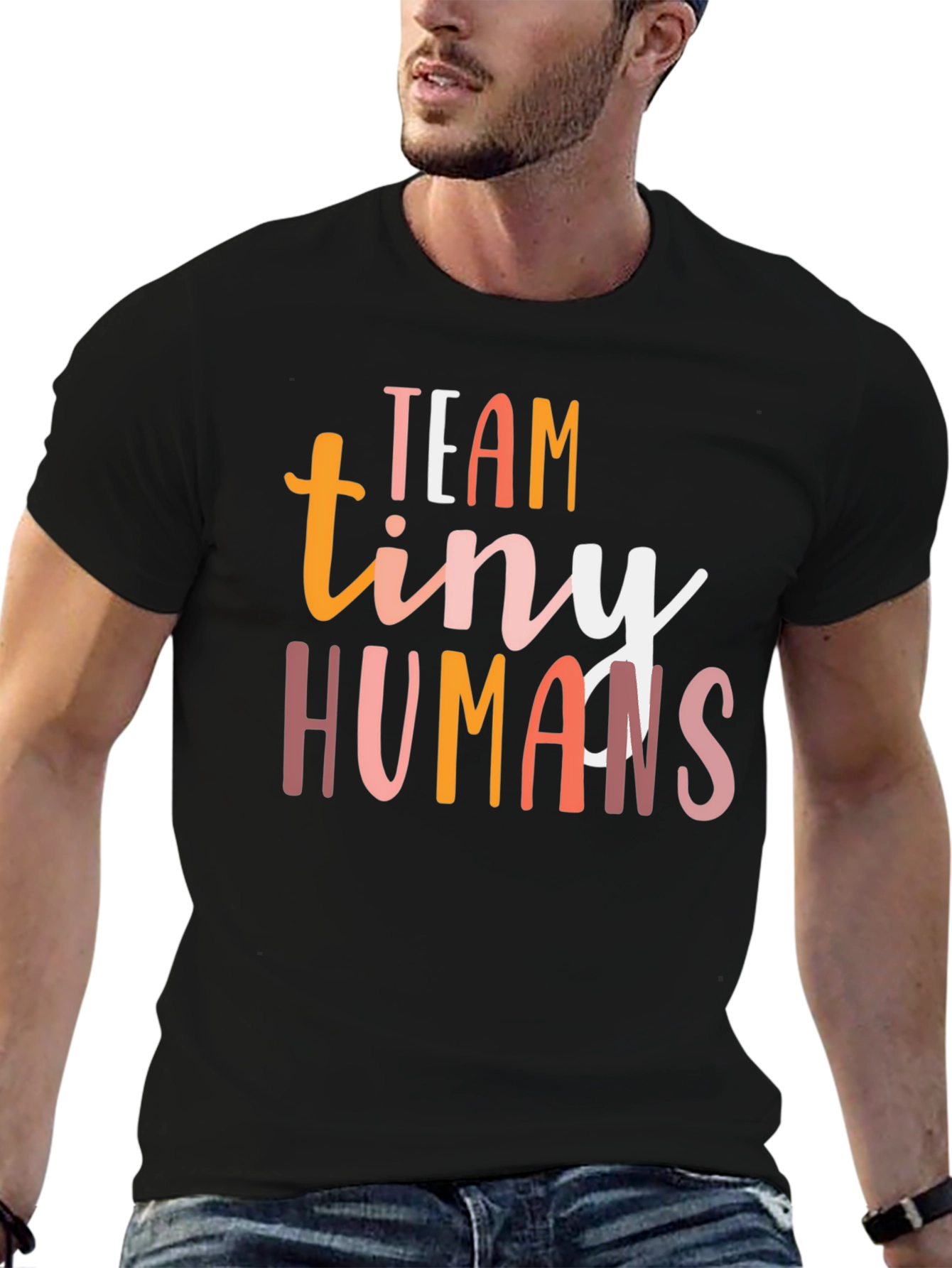 Black Team Tiny Humans Graphic Tee view 6