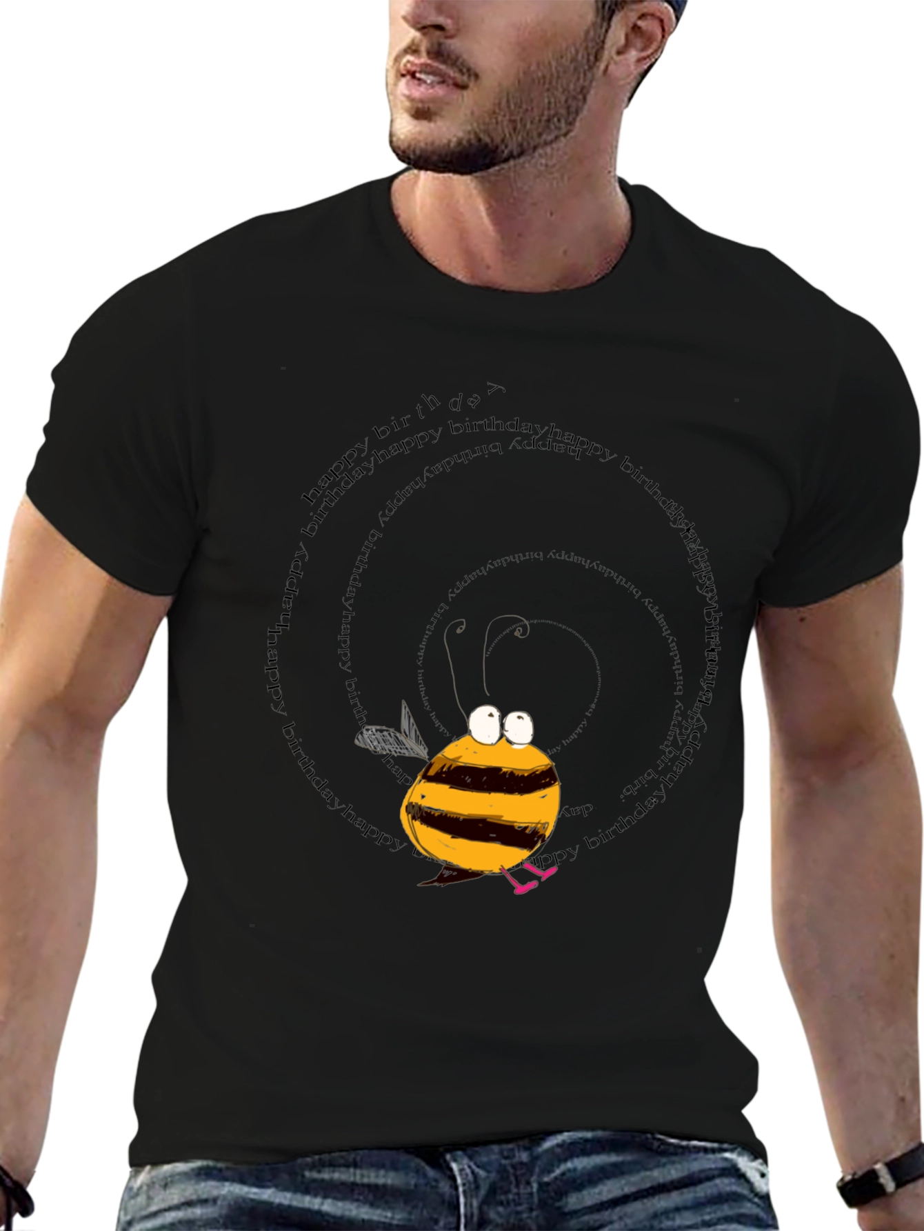 Black Birthday Bee Graphic T-Shirt view 6
