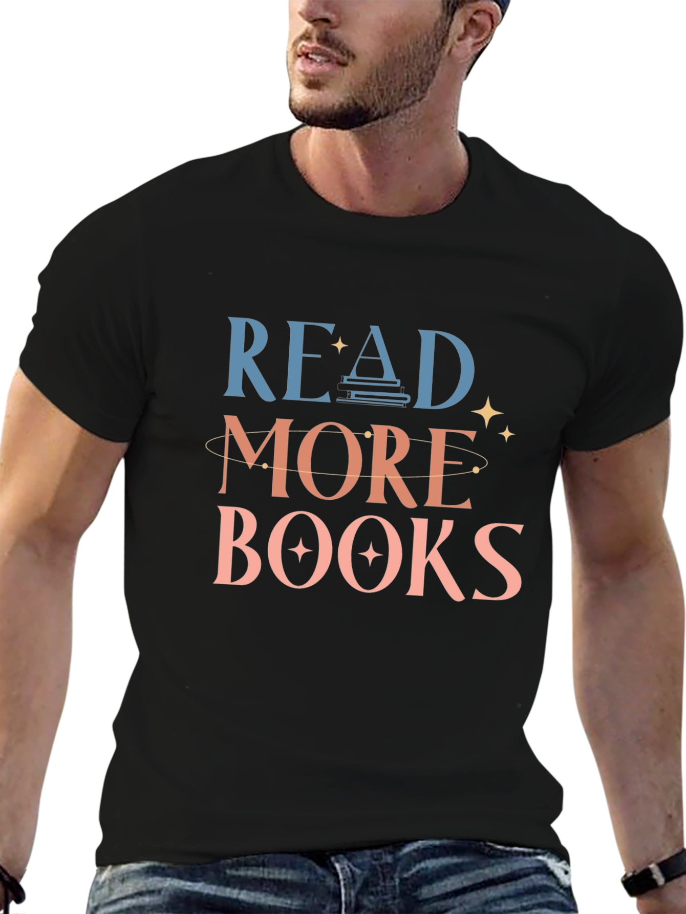 Black Read More Books Graphic Tee - Soft Cotton Blend view 6