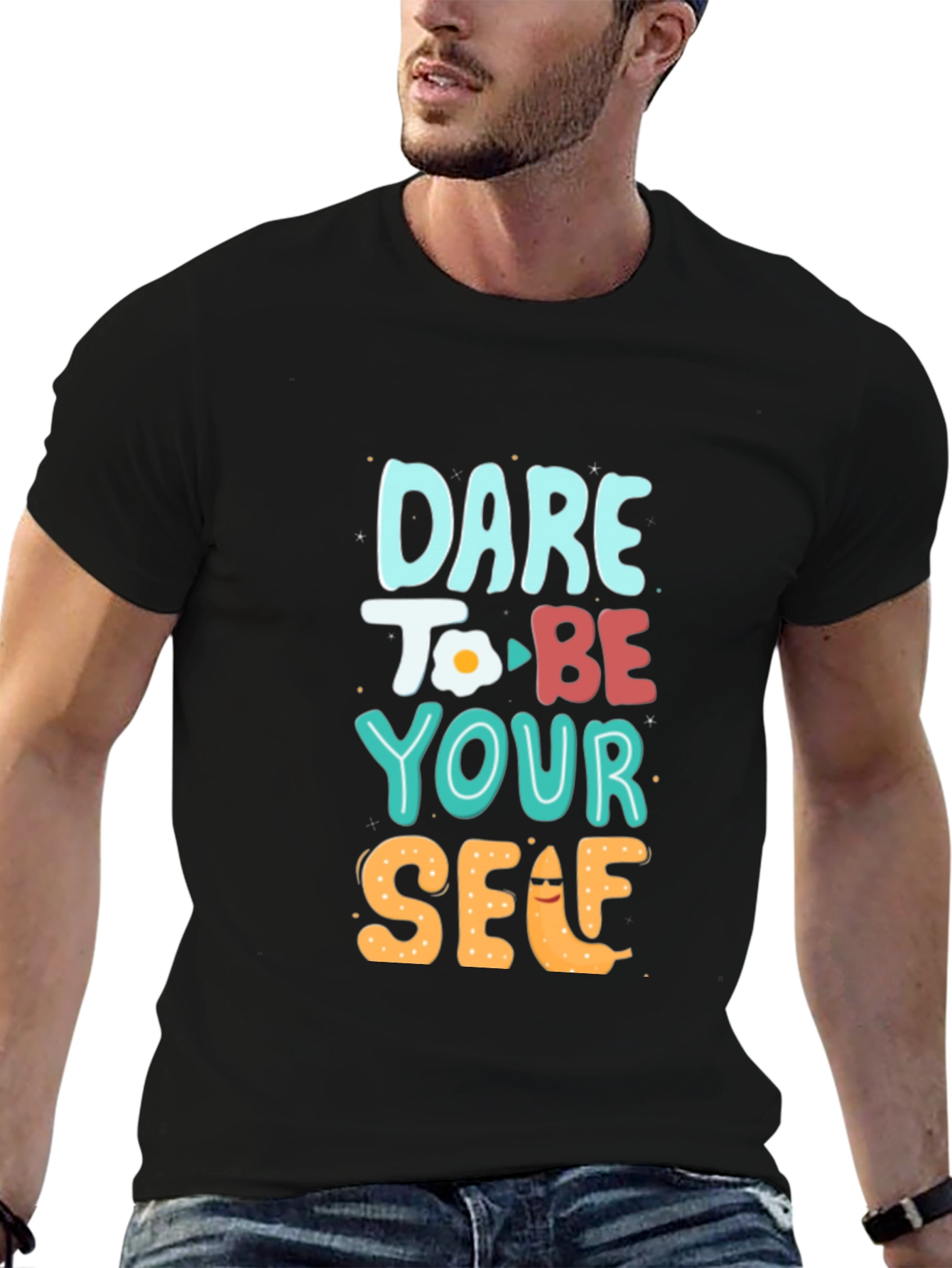 Black Dare to Be Yourself Graphic Tee - Black view 6