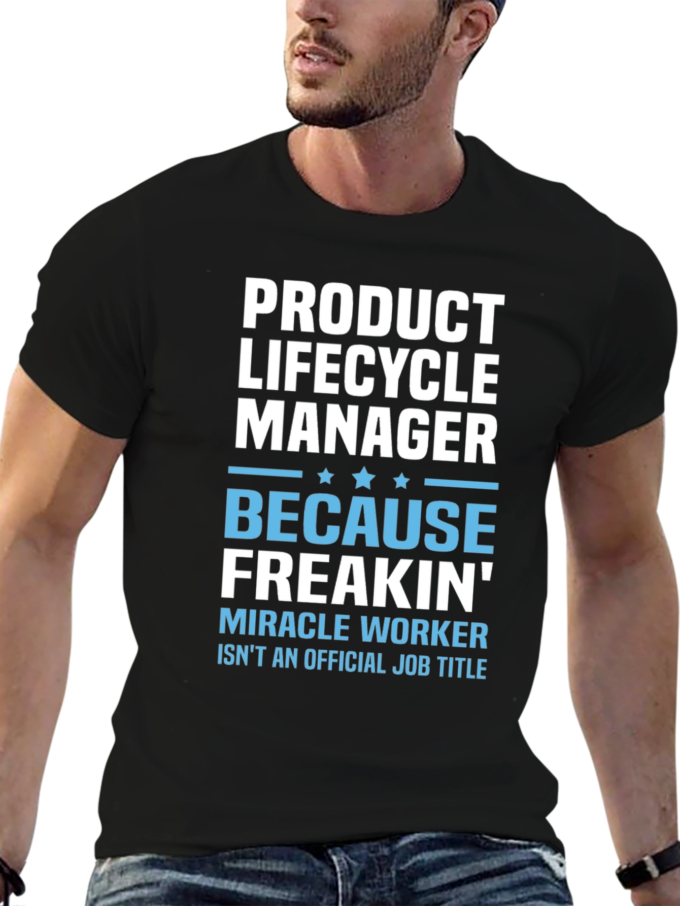 Black Product Lifecycle Manager Funny Job Title T-Shirt view 6