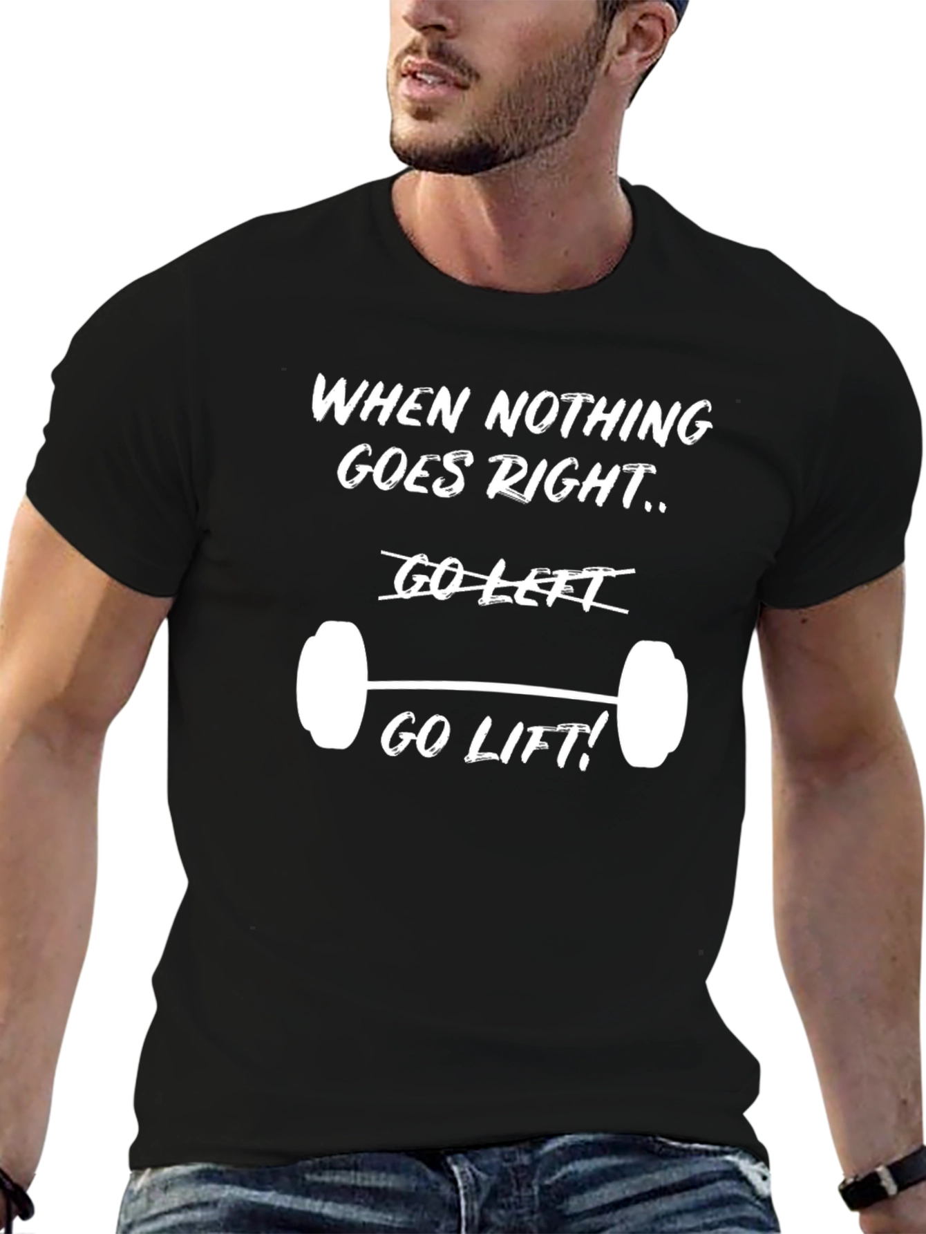 Black Humorous Workout Motivation T-Shirt view 6