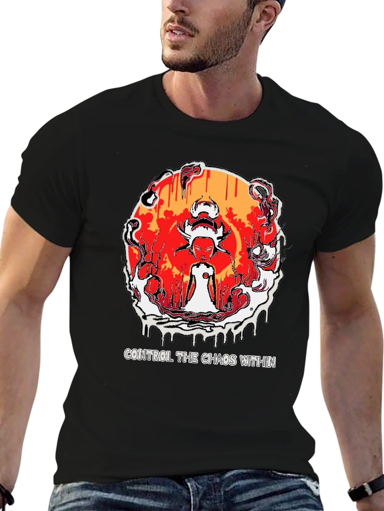 Black Control the Chaos Within Graphic Tee view 6