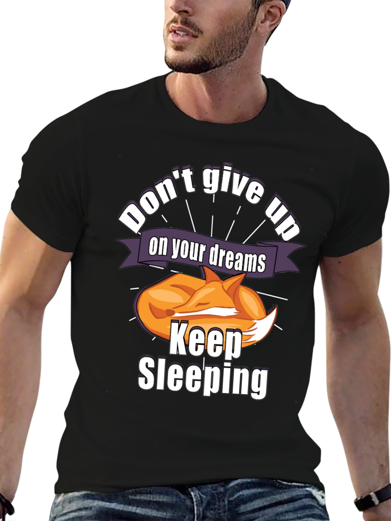 Black Don't Give Up On Your Dreams Keep Sleeping T-Shirt view 6