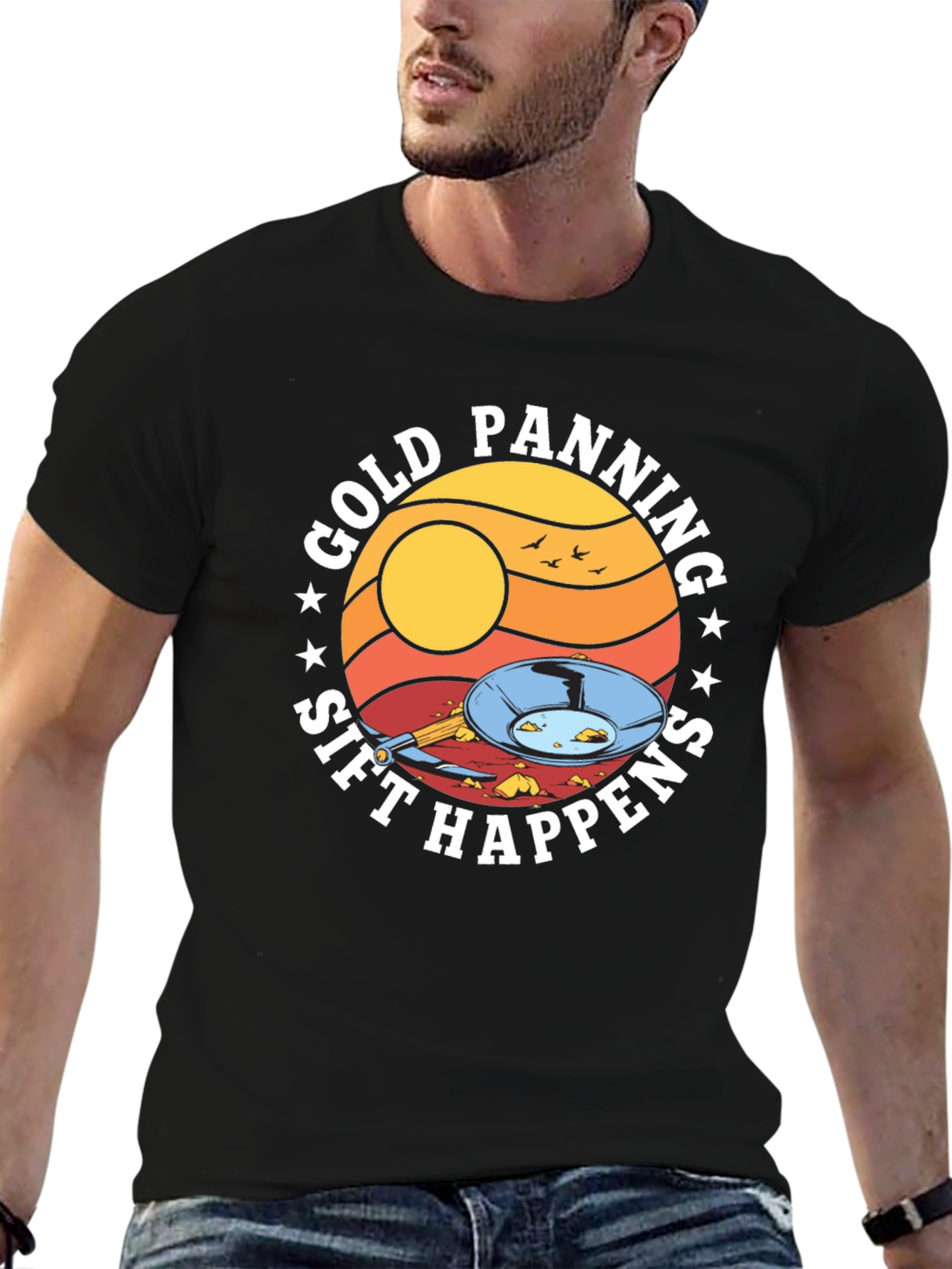 Black Gold Panning Sift Happens Graphic T-Shirt view 6