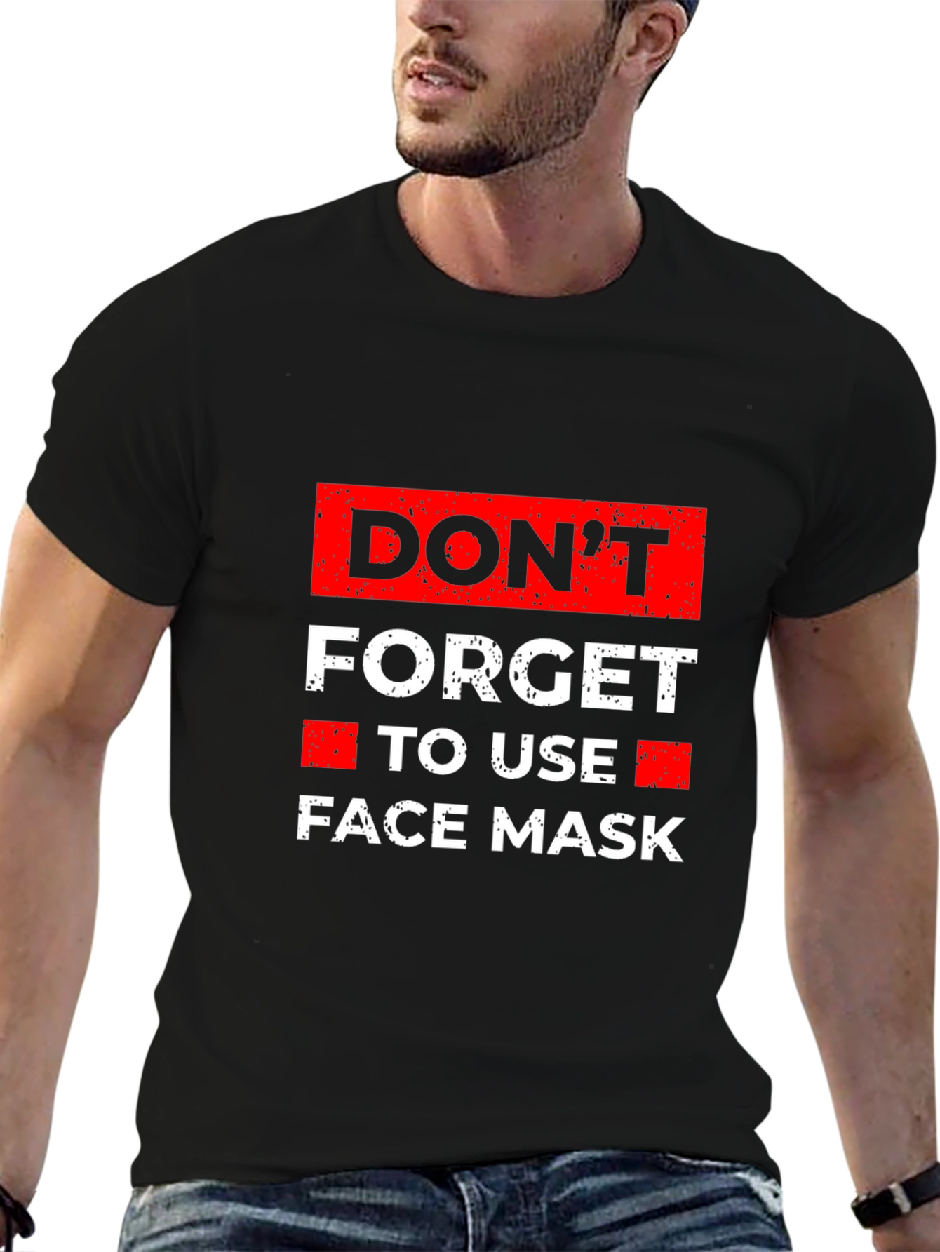 Black Don't Forget Face Mask Graphic Tee - Black view 6