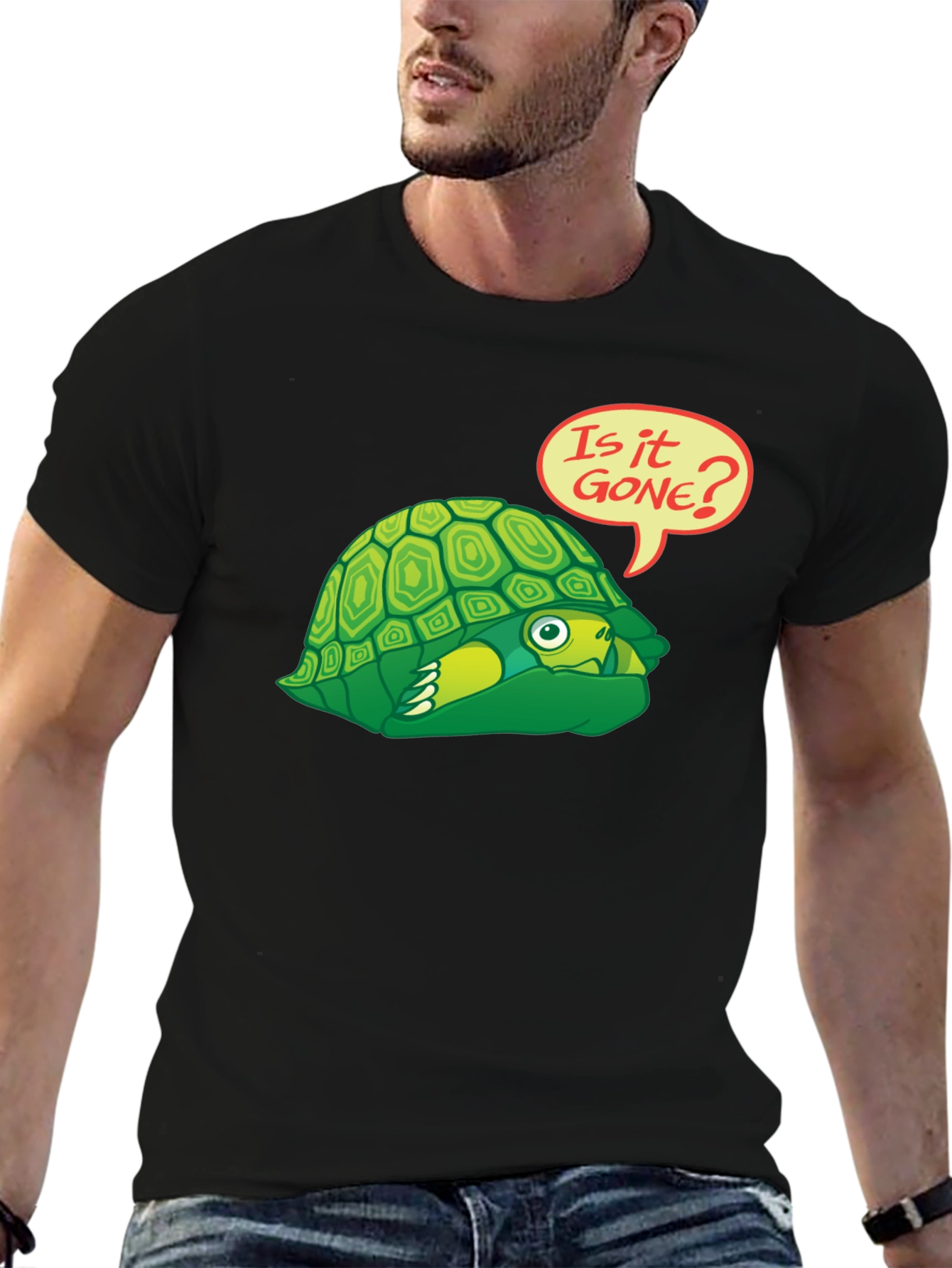 Black Funny Turtle Graphic T-Shirt - Is It Gone? view 6