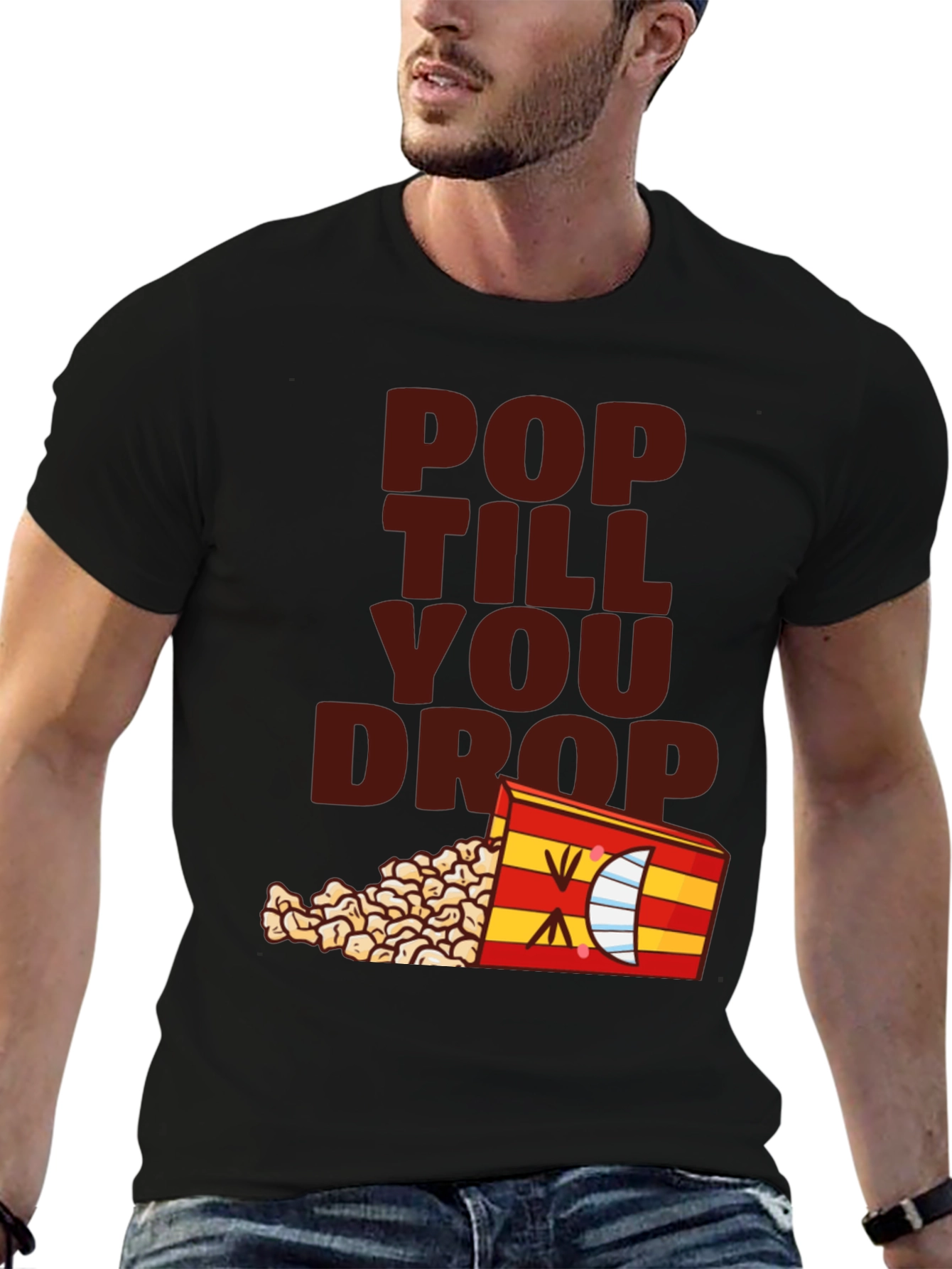 Black Pop Till You Drop T-Shirt - Black Novelty Tee view 6