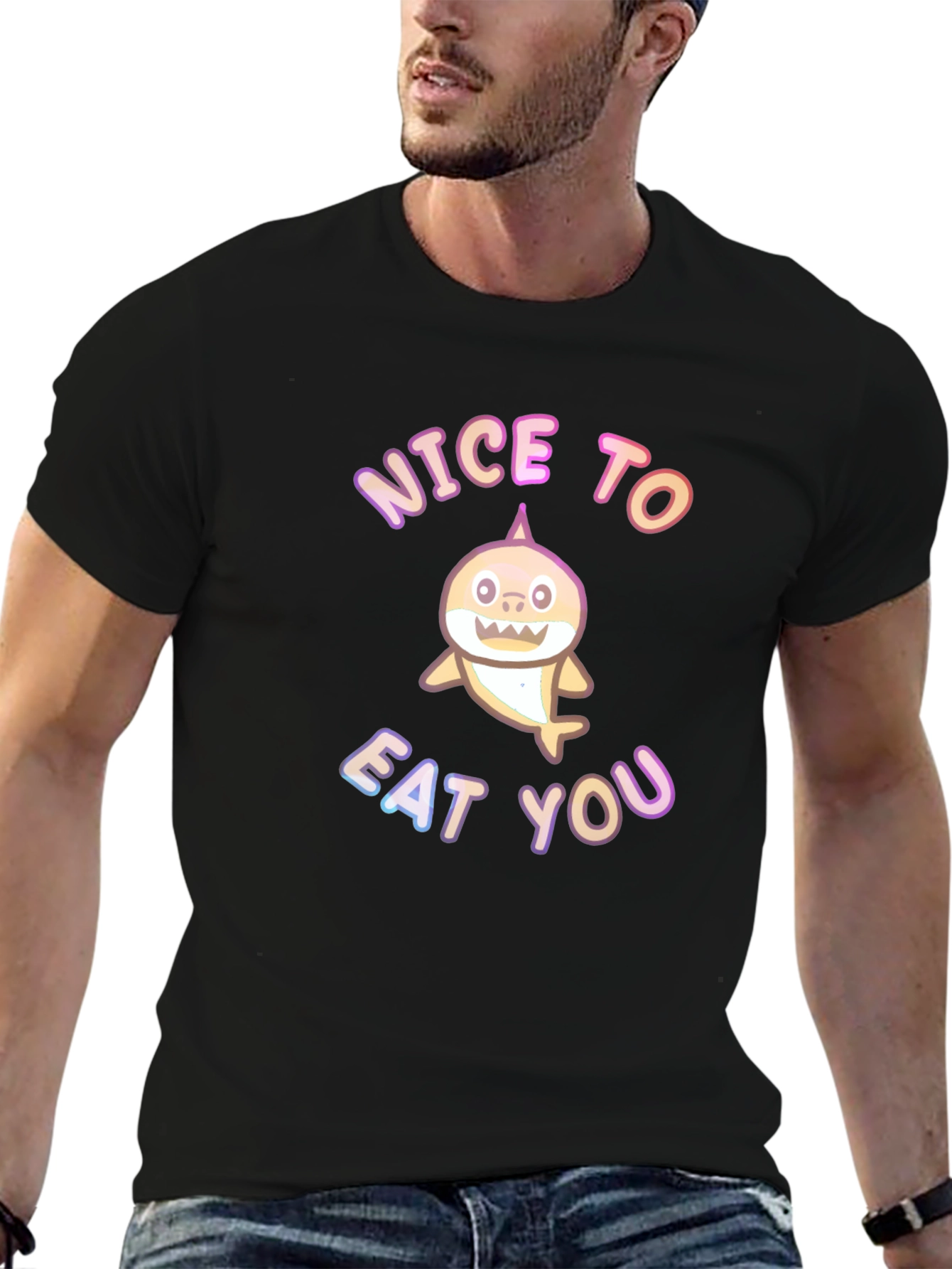 Black Nice to Eat You Shark Graphic Tee view 6