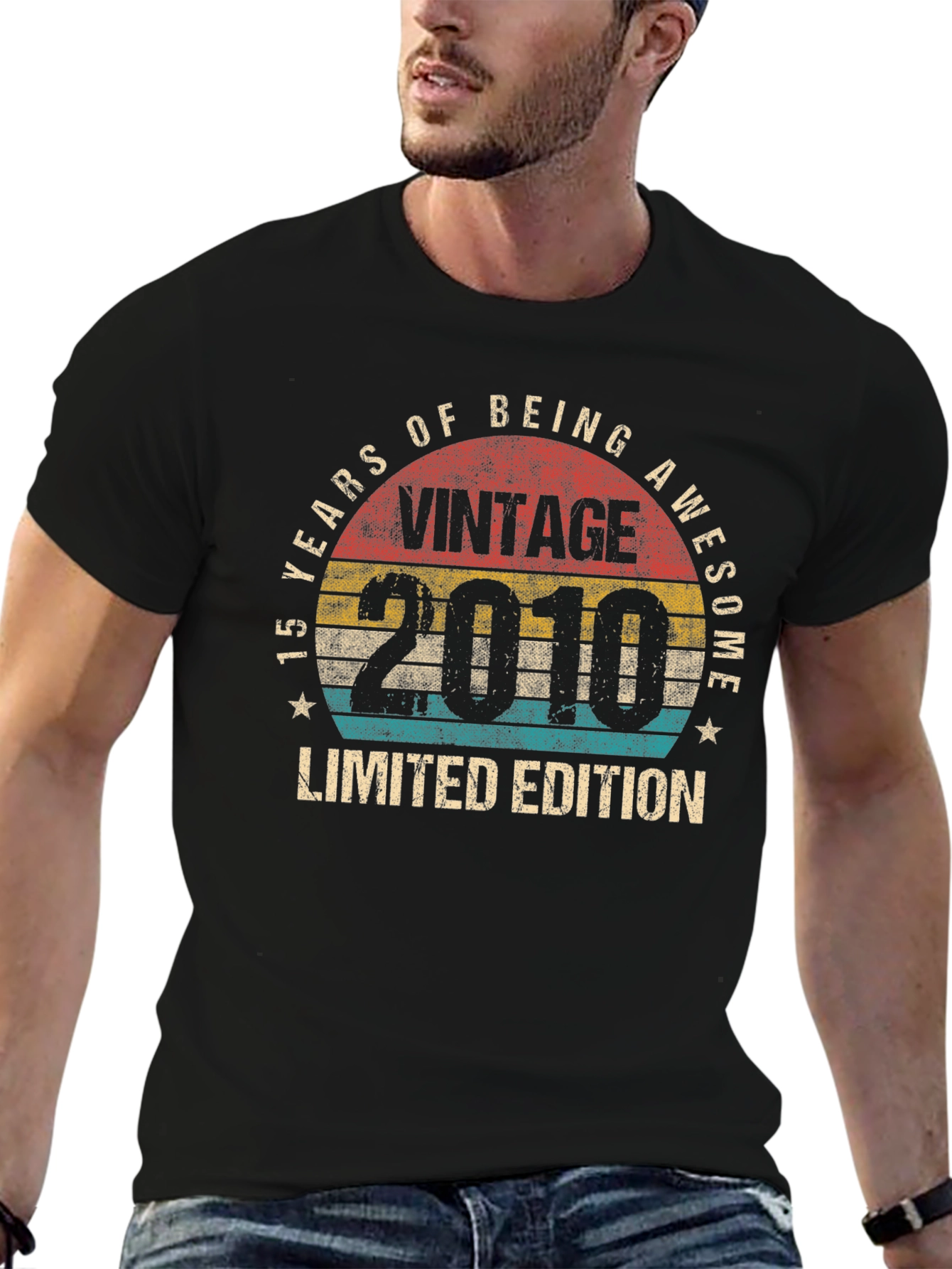 Black Vintage 2010 Limited Edition 15 Years of Being Awesome T-Shirt view 6