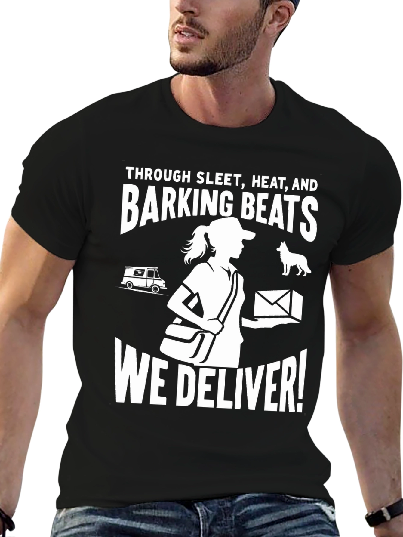 Black Mail Carrier T-Shirt - We Deliver! view 6